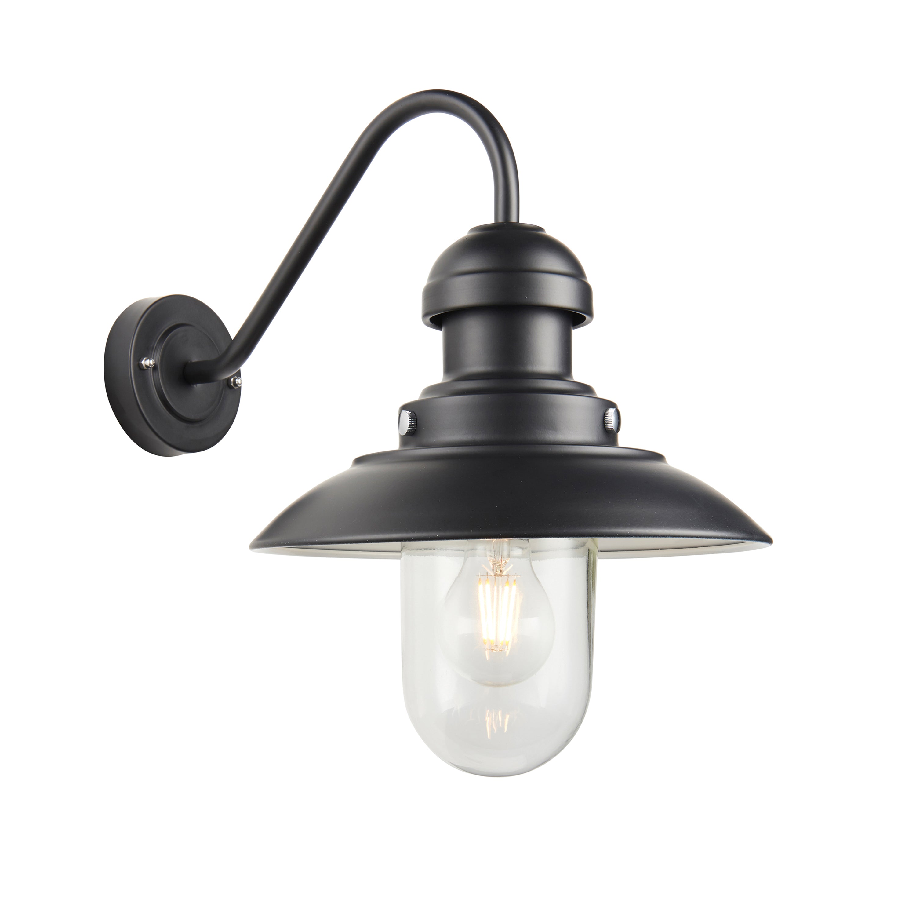 Hereford Outdoor 1 Wall Light Black - Aluminium / Stainless Steel / Glass | Migo Interiors