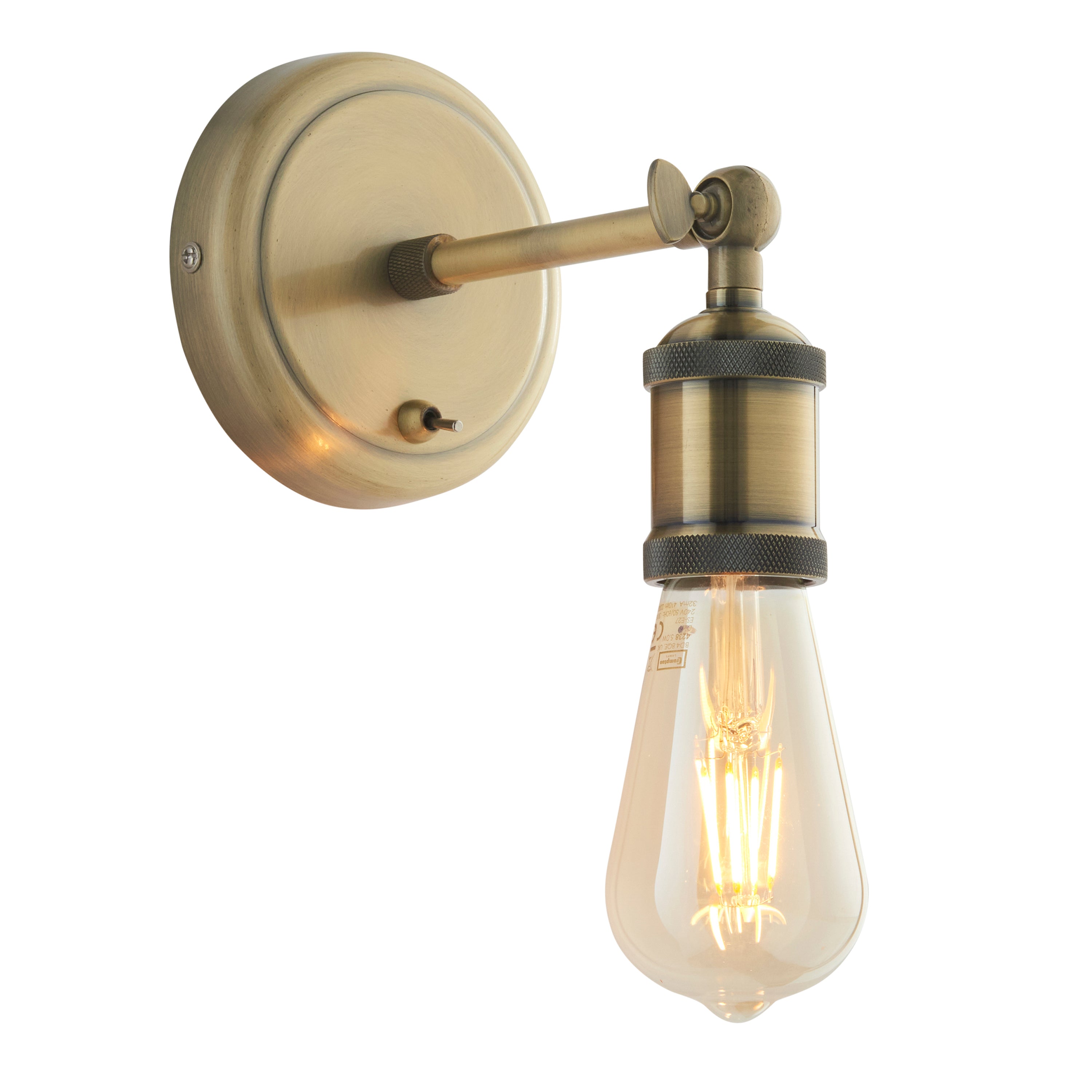 Hal Wall Light Antique Brass - Fabric | Migo Interiors
