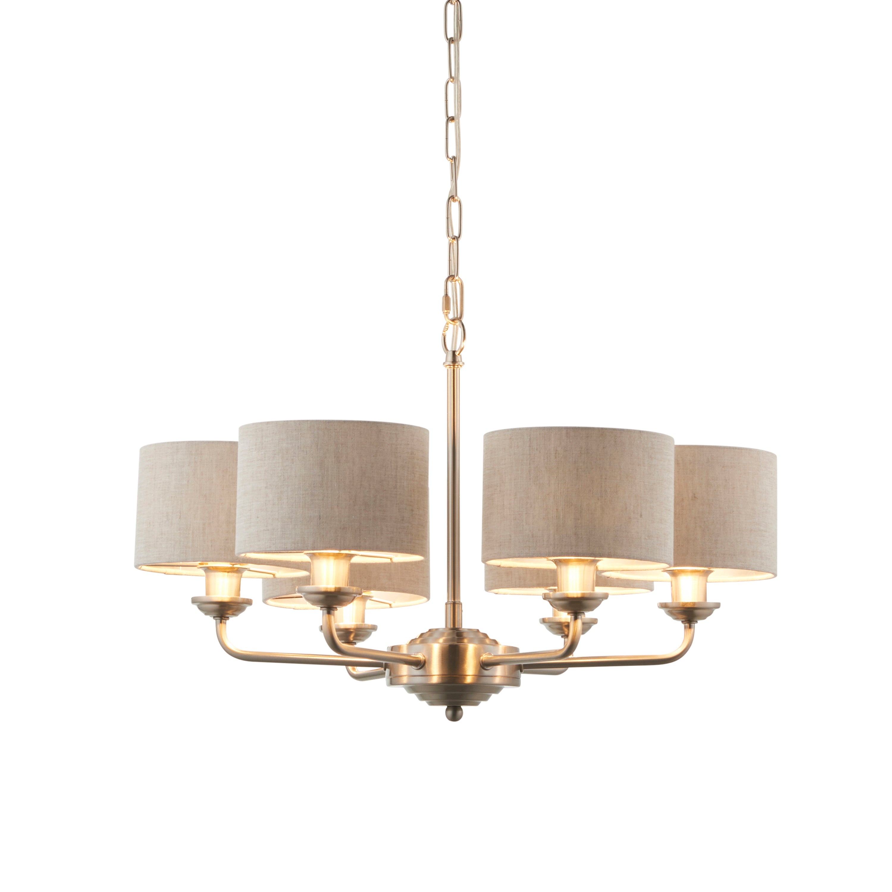 Highclere 6 Pendant Light Chrome 500-1855mm - Steel / Fabric | Migo Interiors