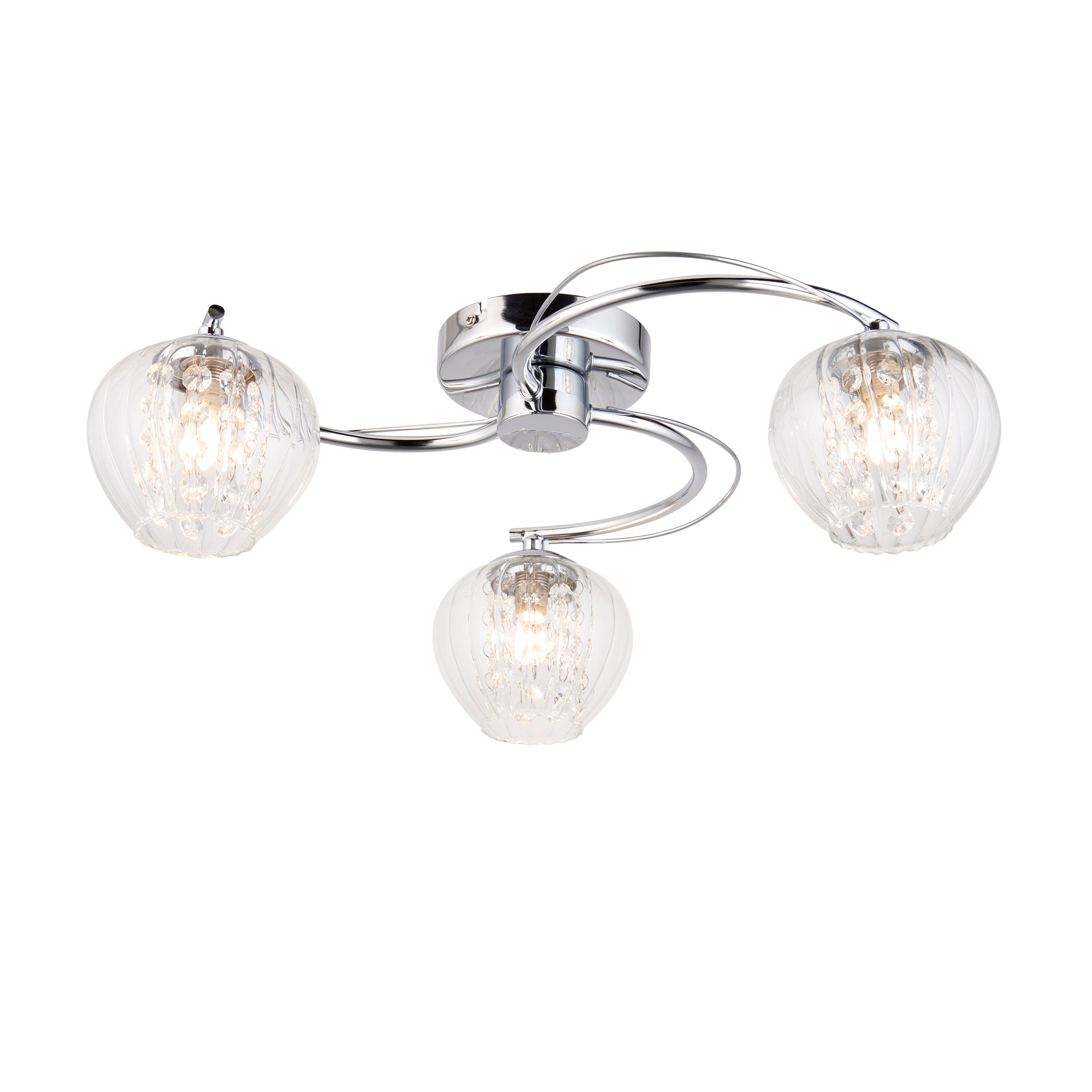 Mesmer 3 Ceiling Light Chrome - Fabric / Steel / Glass | Migo Interiors