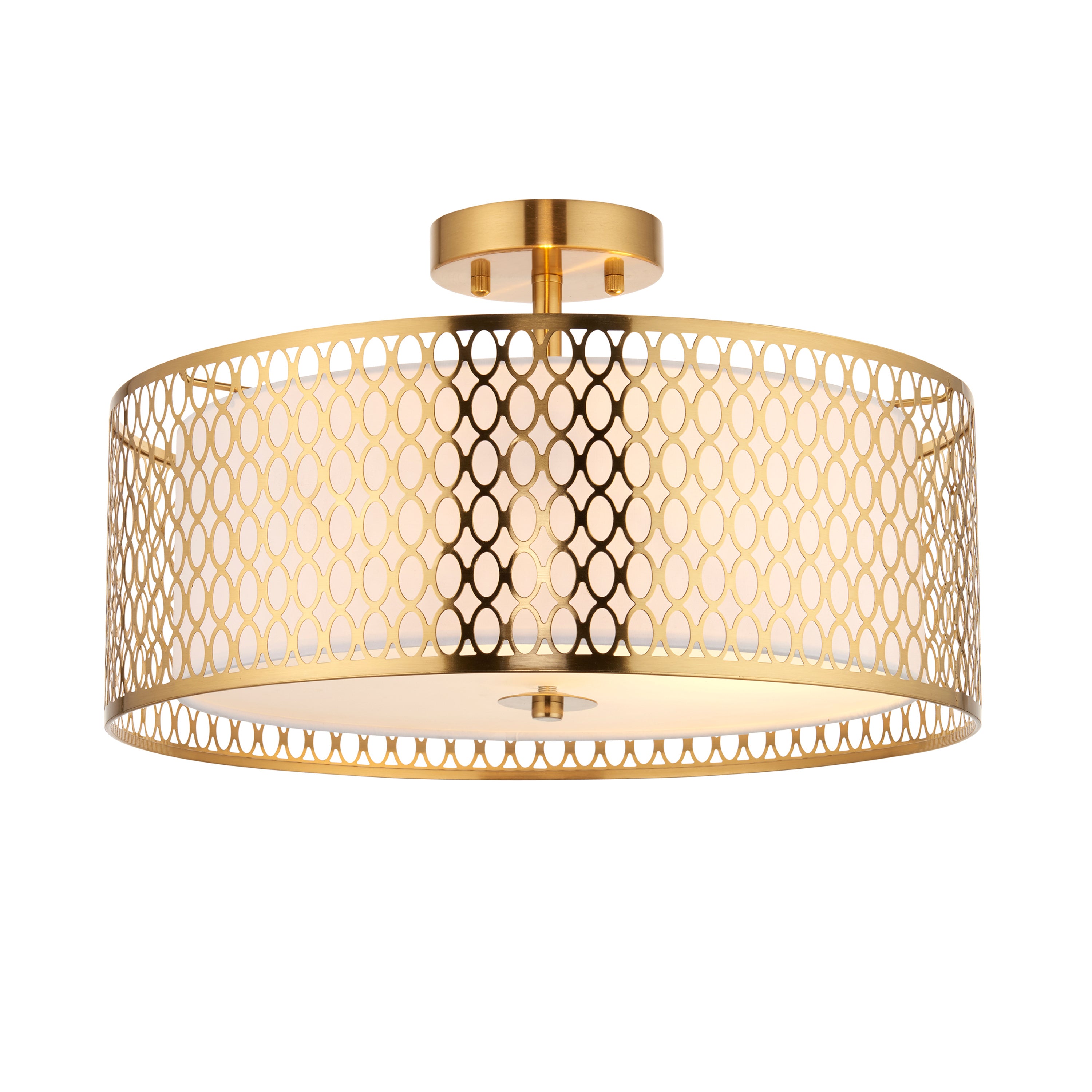 Cordero Ceiling Lamp Gold/White - Steel / Fabric | Migo Interiors