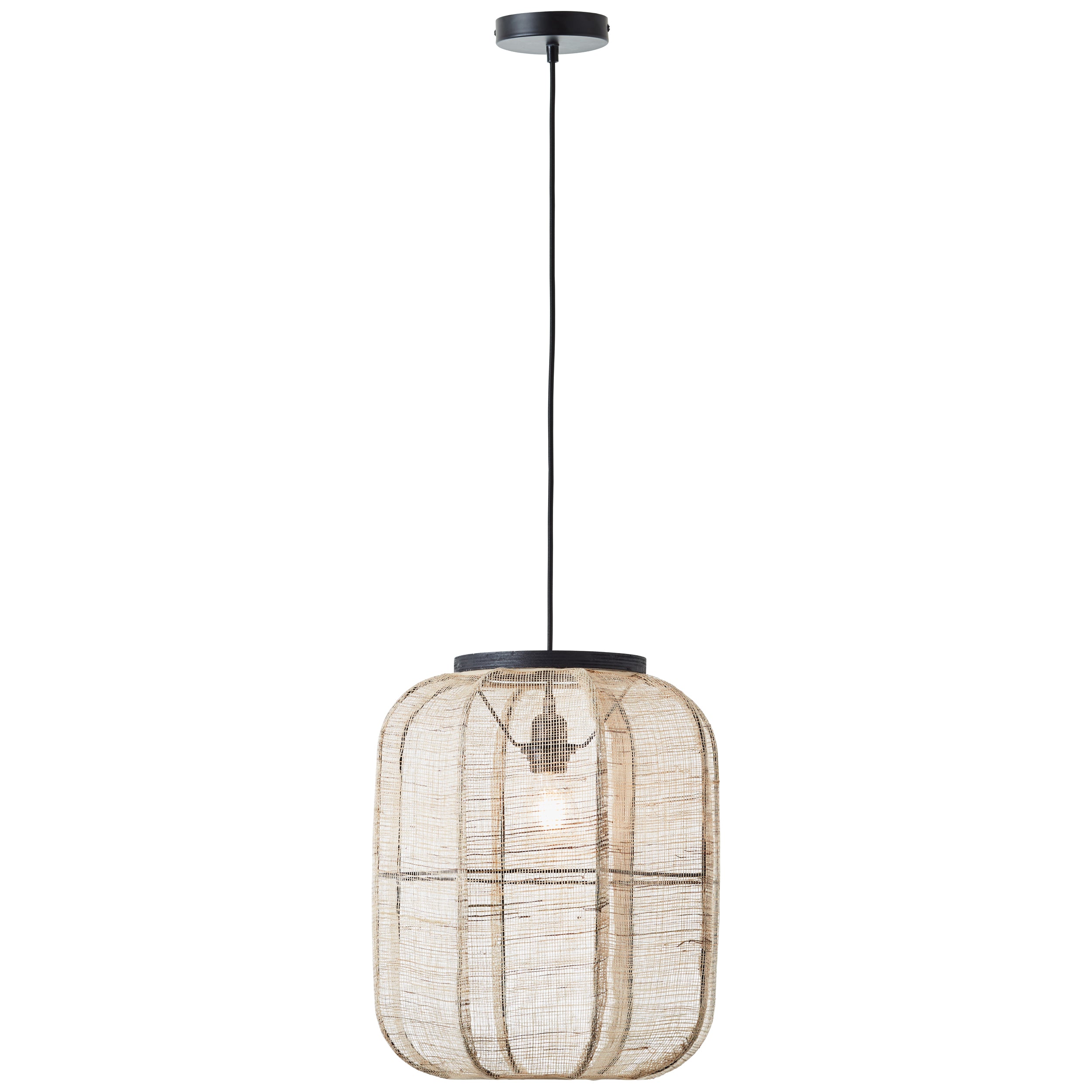 Zaire 1 Pendant Light - Steel / Wood / Fabric | Migo Interiors