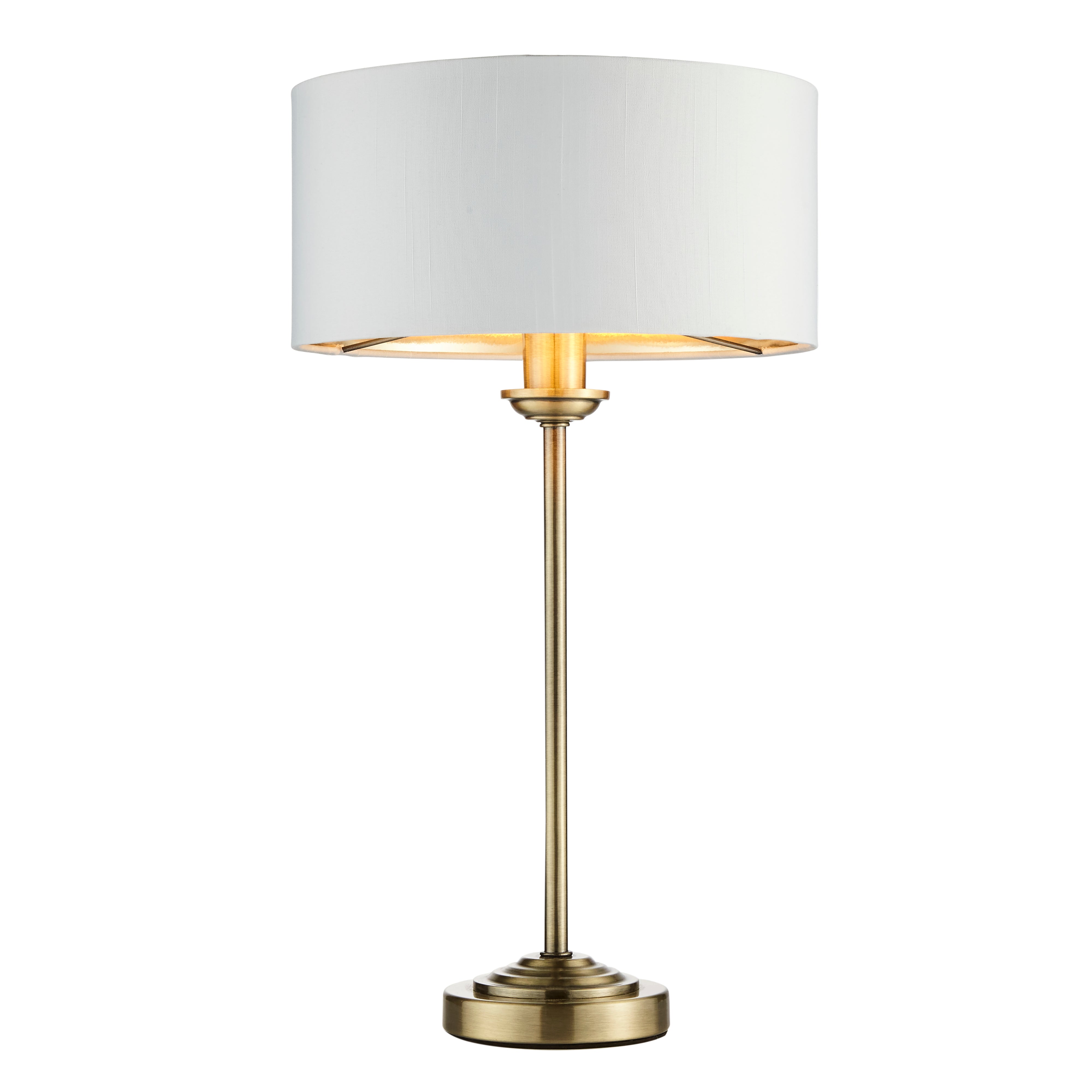 Highclere Table Lamp Antique Brass - Fabric / Steel / Glass | Migo Interiors