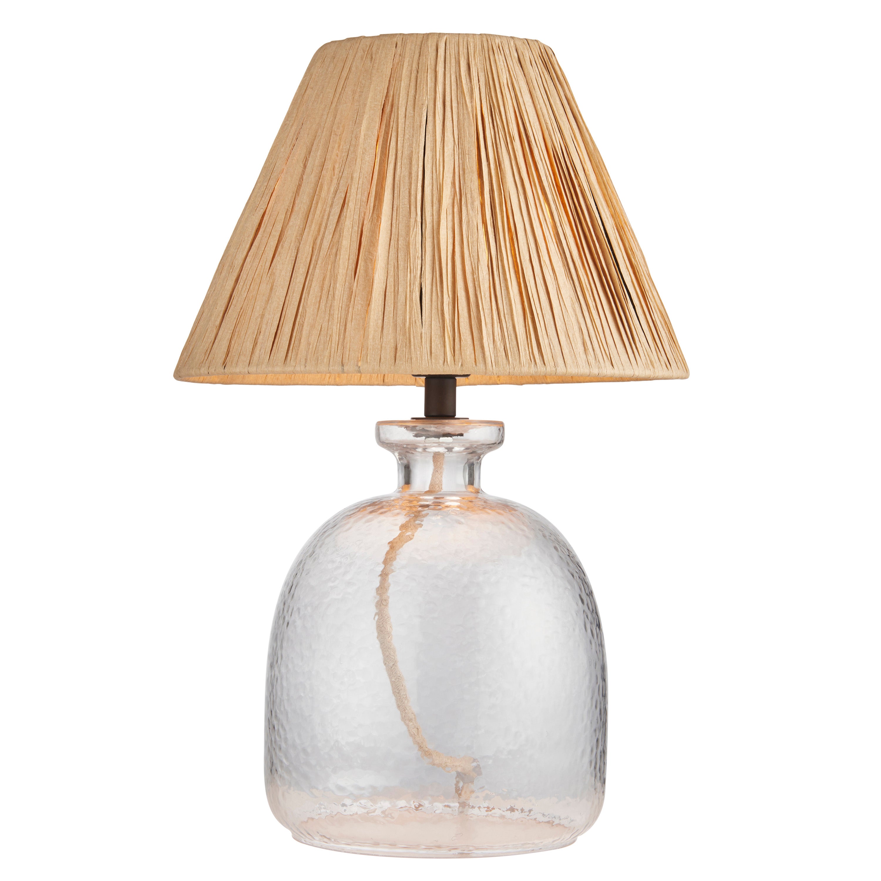 Lyra Table Lamp Clear / Natural Raffia - Fabric / Steel / Glass | Migo Interiors
