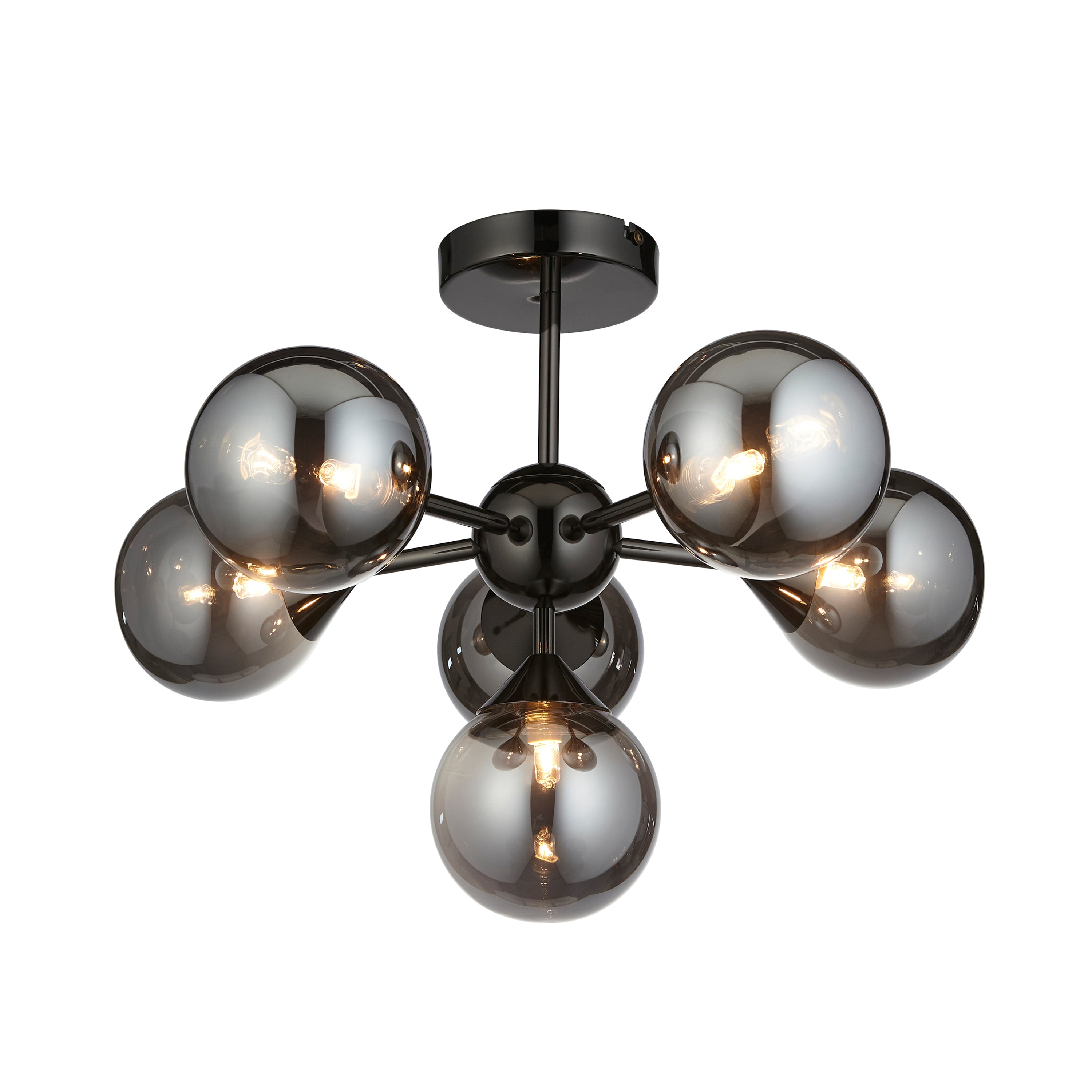 Oscar 6 Ceiling Light Black Chrome - Steel / Glass | Migo Interiors