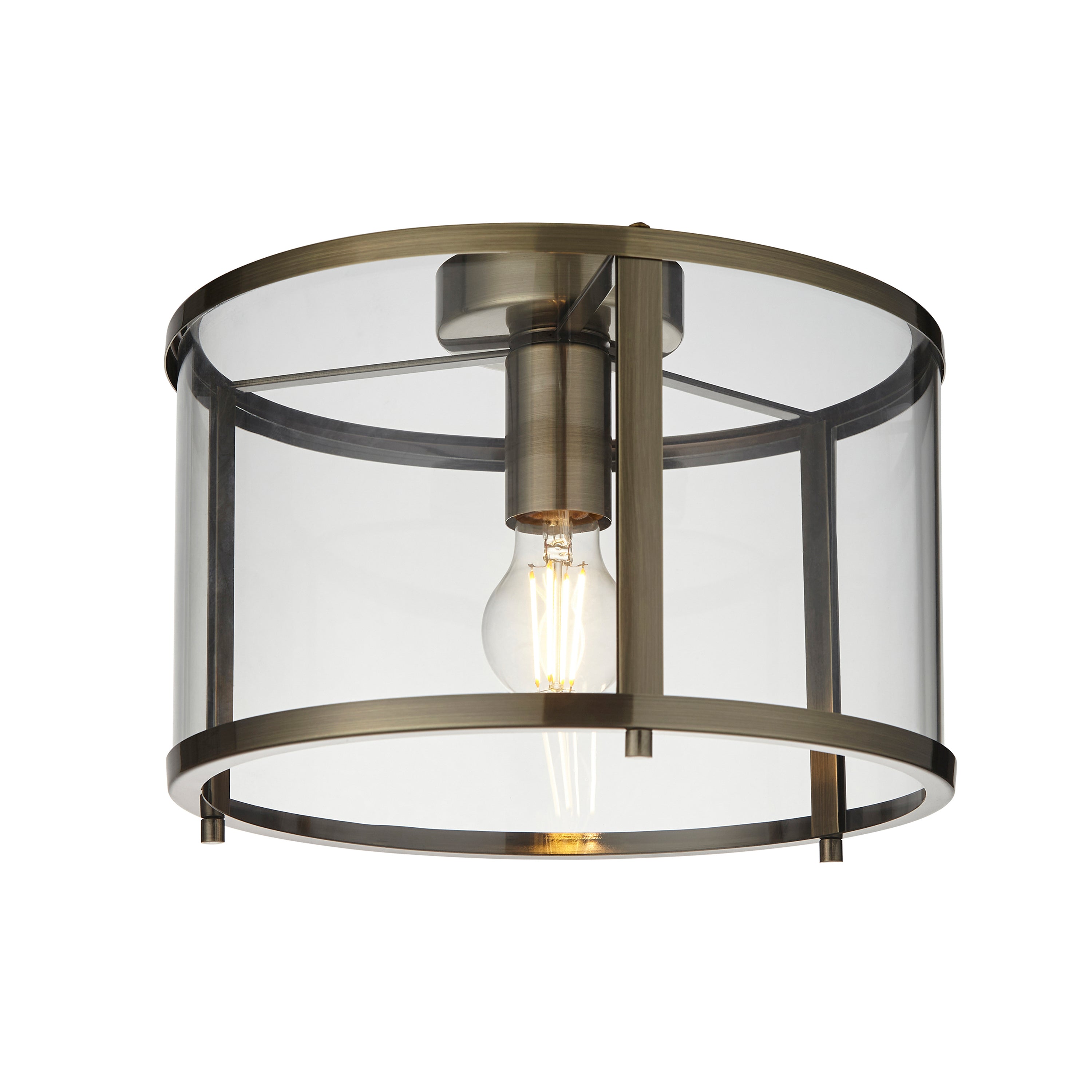 Hopton 1 Ceiling Light Antique Brass - Steel / Glass | Migo Interiors
