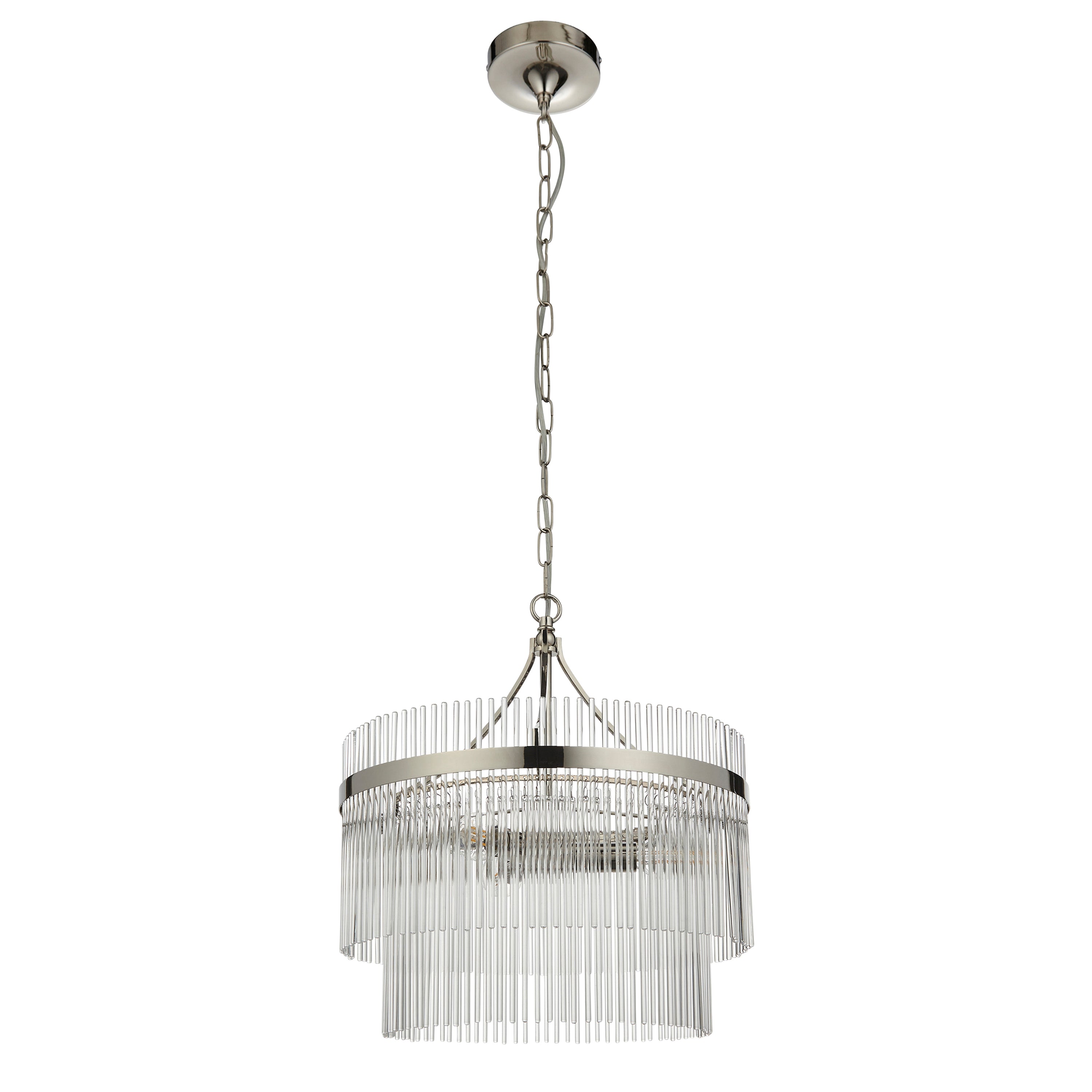 Marietta 3 Pendant Light Bright Nickel - Metal / Glass | Migo Interiors