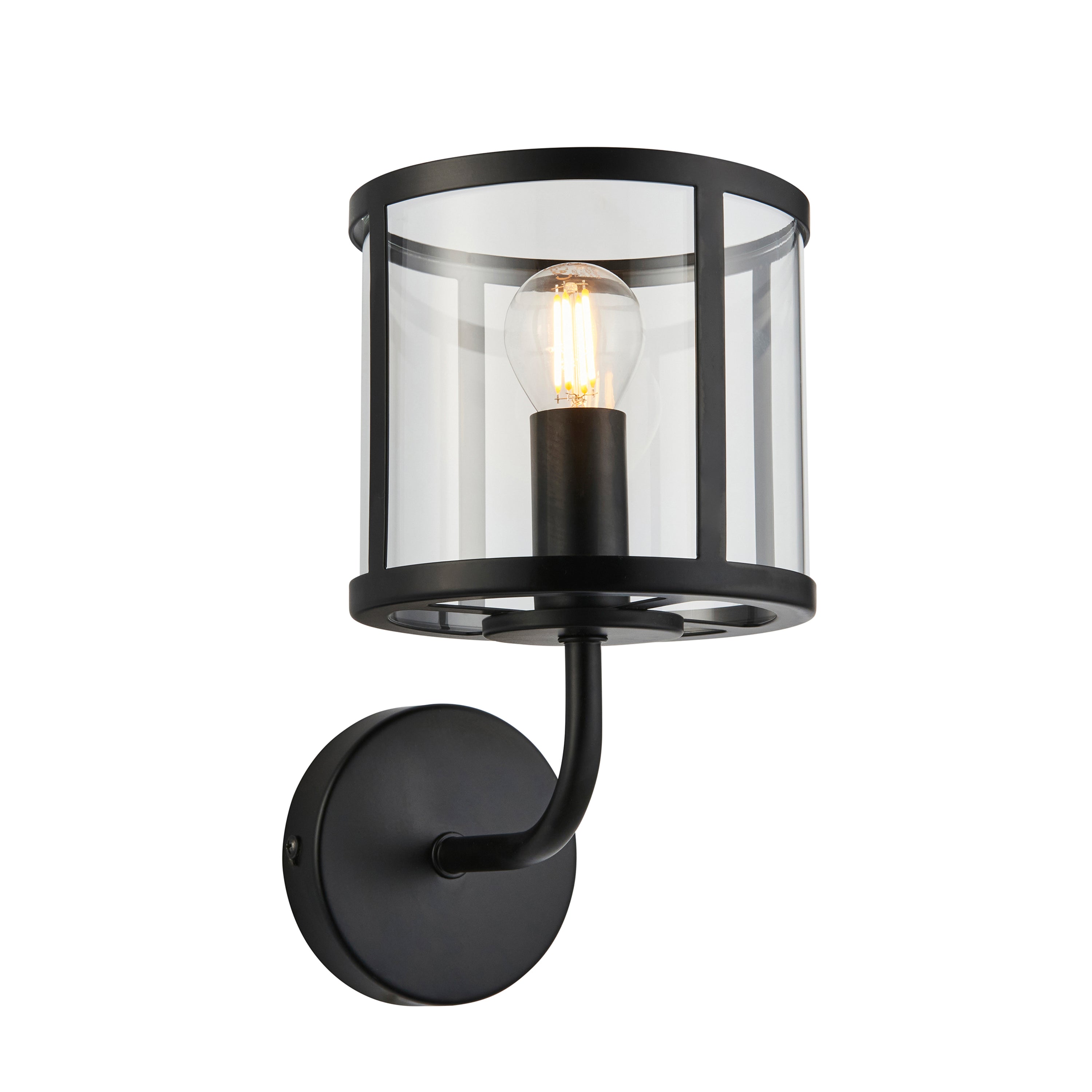 Hopton 1 Wall Light Black - Steel / Glass | Migo Interiors
