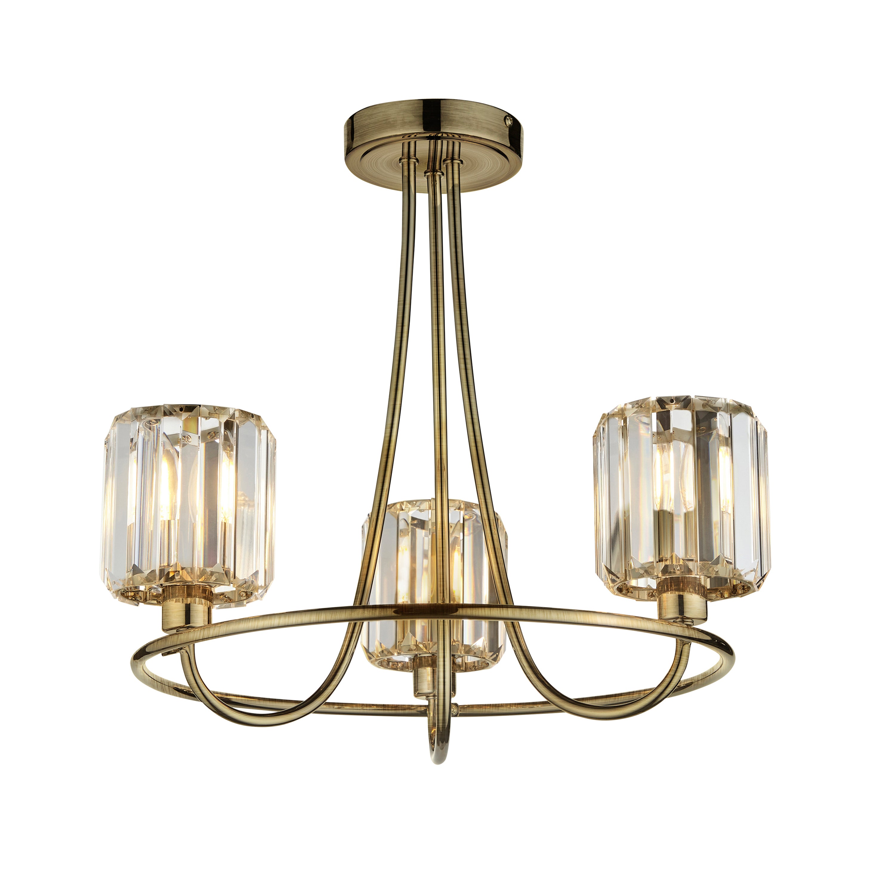 Berenice 3 Ceiling Light Antique Brass - Steel / Glass | Migo Interiors