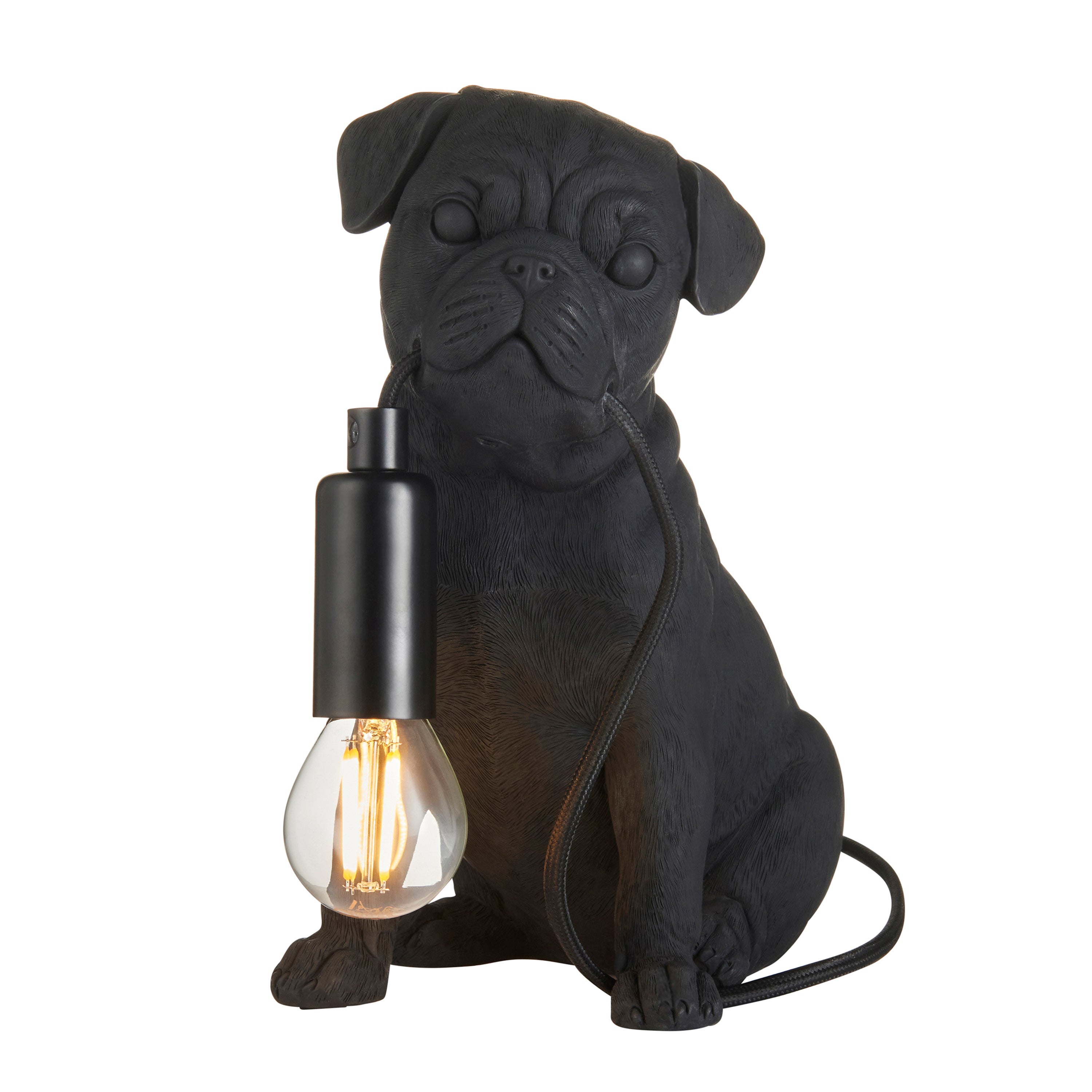 Pug Puppy Table Lamp Black - Resin / Steel | Migo Interiors