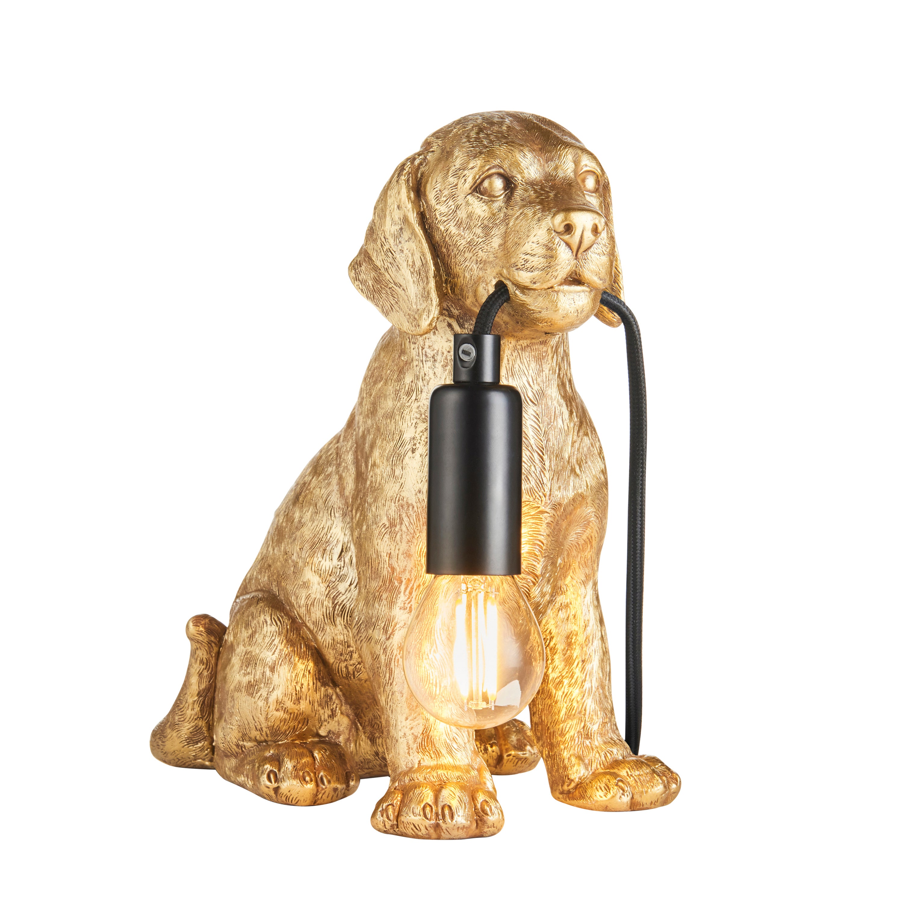Labrador Puppy Table Lamp Vintage Gold - Resin / Steel | Migo Interiors