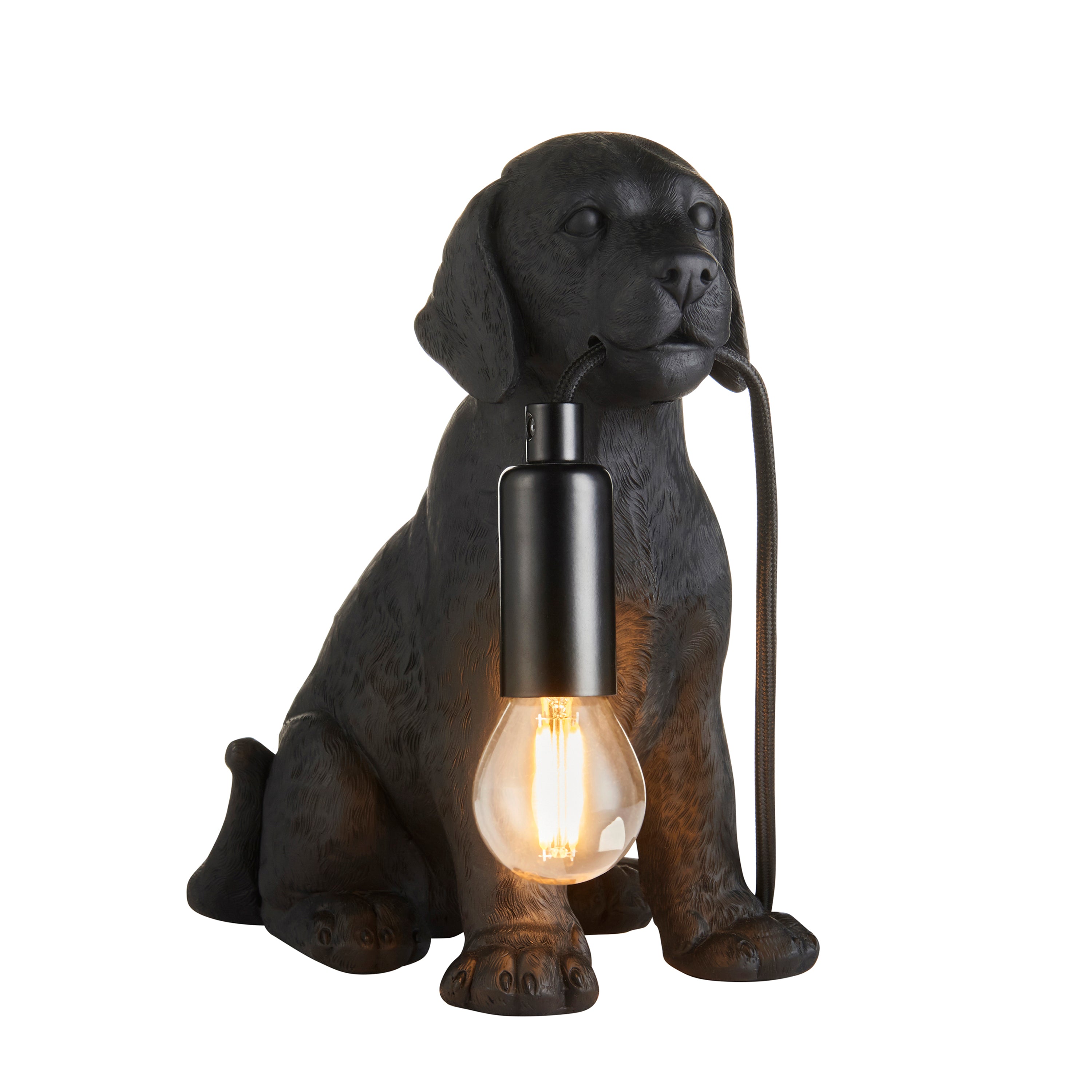 Labrador Puppy Table Lamp Black - Resin / Steel | Migo Interiors
