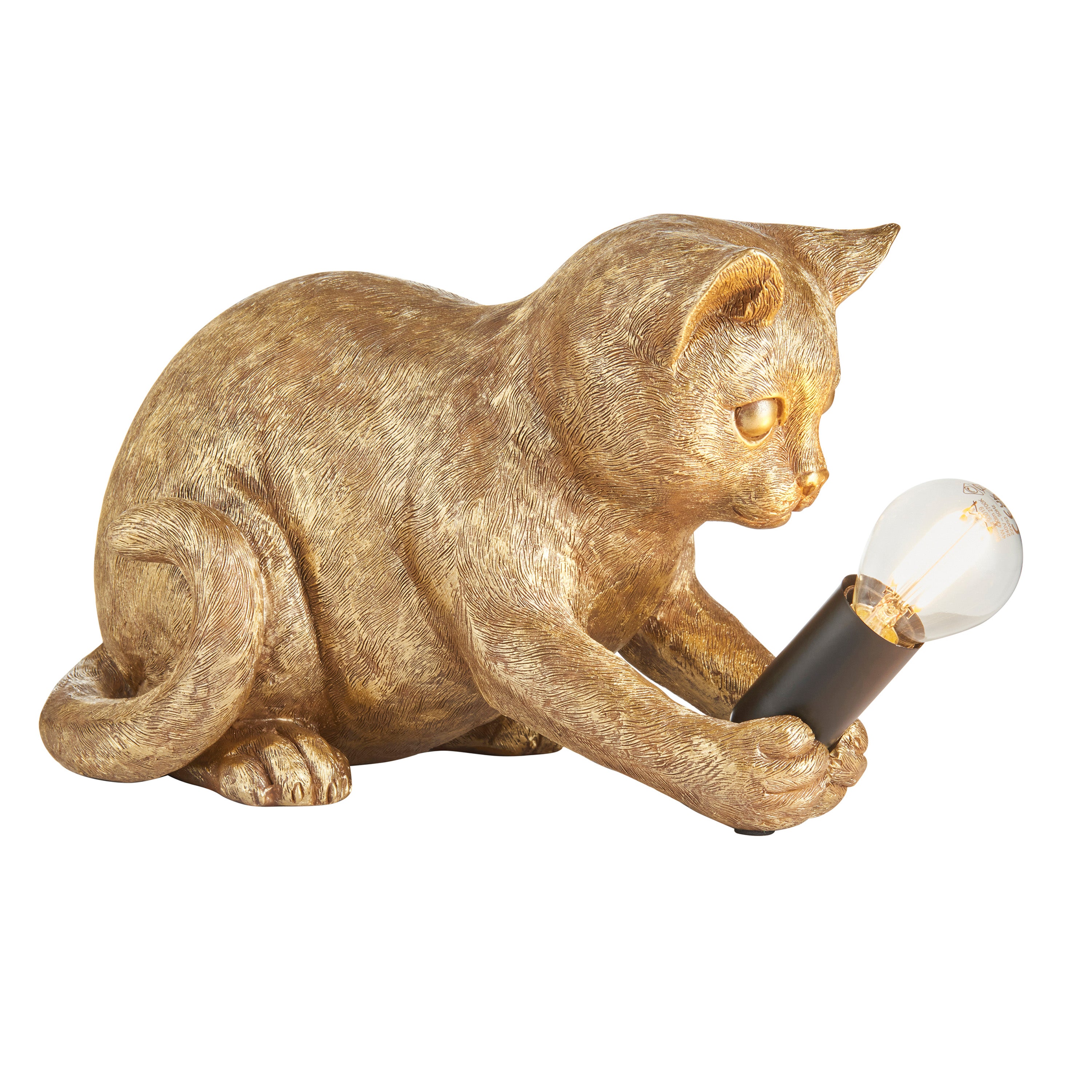 Kitten Table Lamp Vintage Gold - Resin / Steel | Migo Interiors