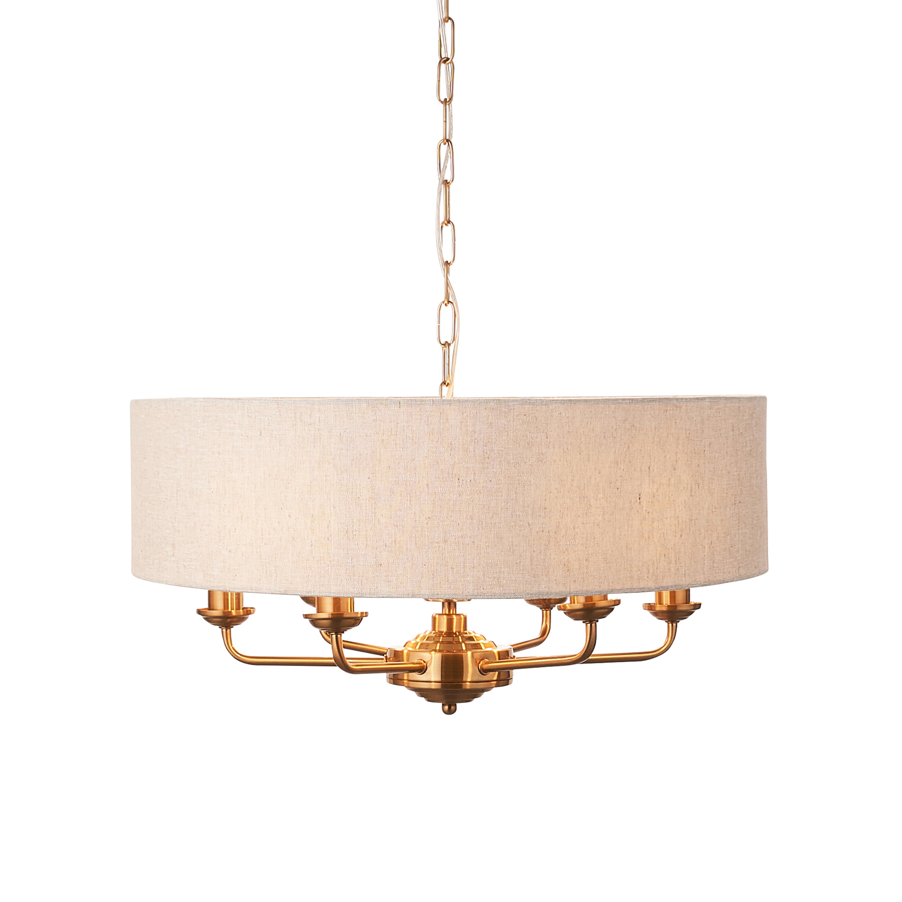 Highclere 6 Pendant Vintage Brass - Fabric / Steel | Migo Interiors
