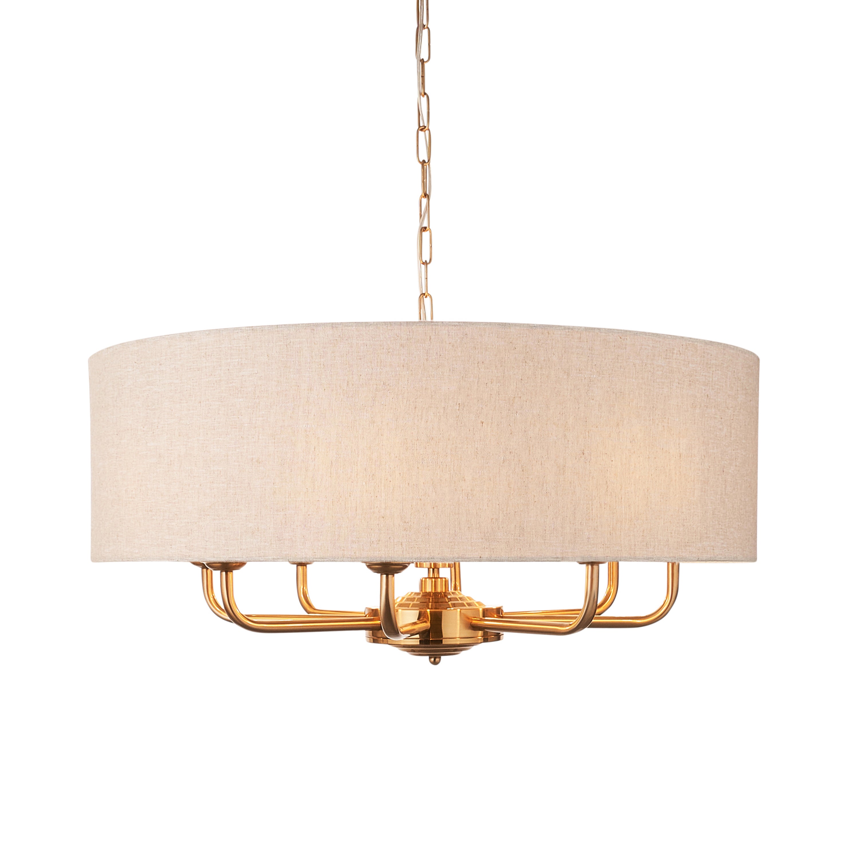 Highclere 8 Pendant Light Vintage Brass - Fabric / Steel | Migo Interiors