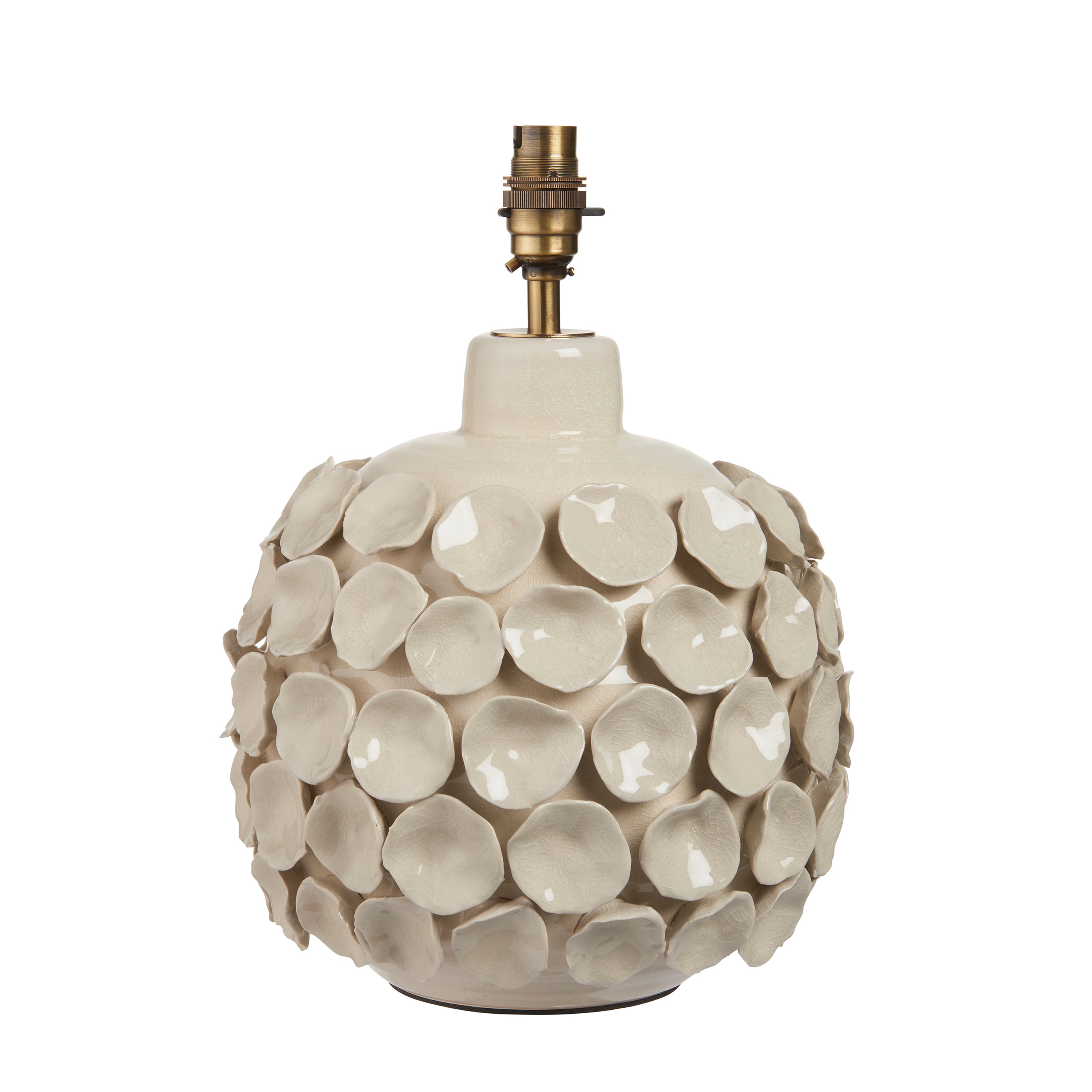 Borello Table Lamp Base Ivory Crackle Glaze - Brass / Ceramic / Steel | Migo Interiors