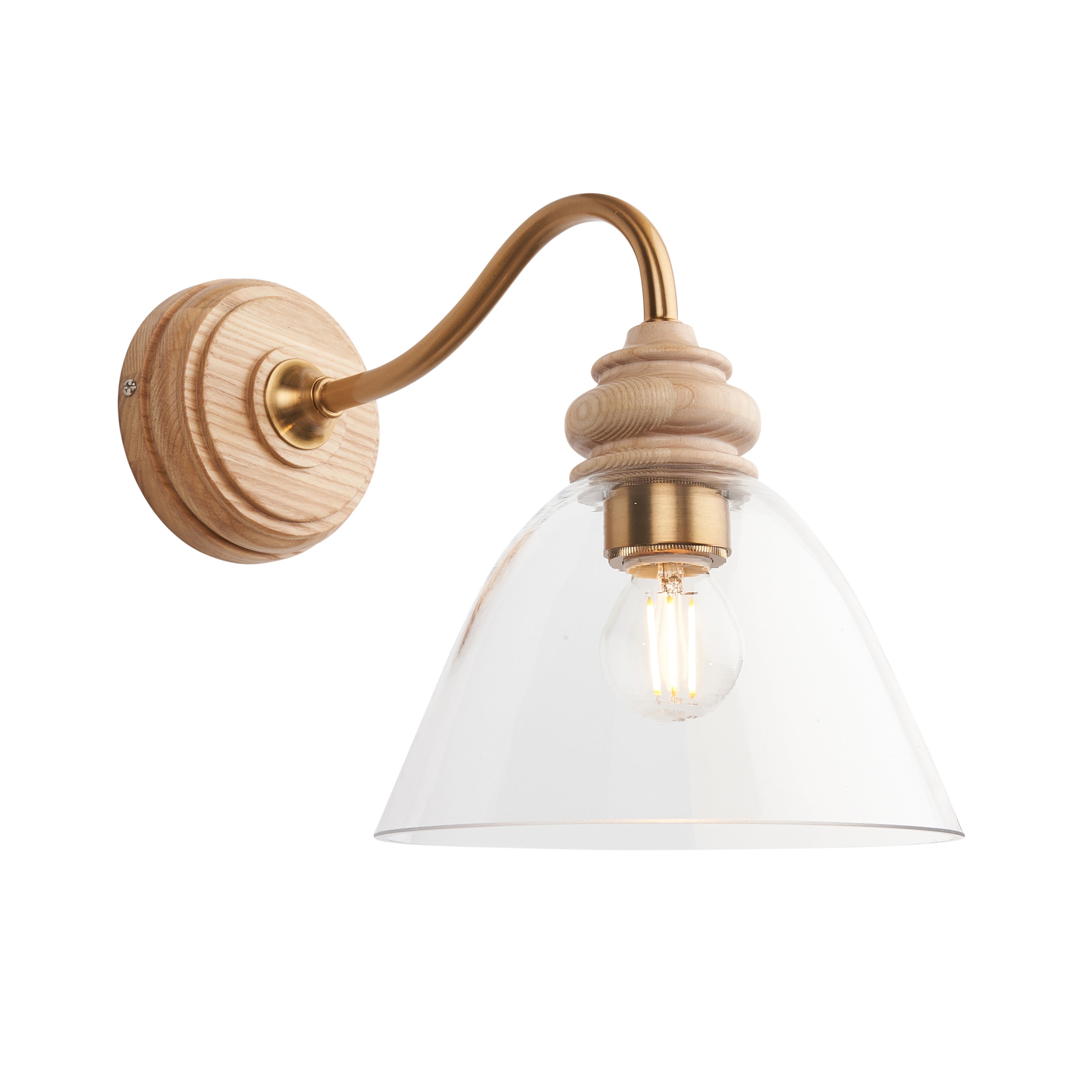 Cotswold 1 Wall Light Natural Ash - Glass / Ash Wood / Steel | Migo Interiors
