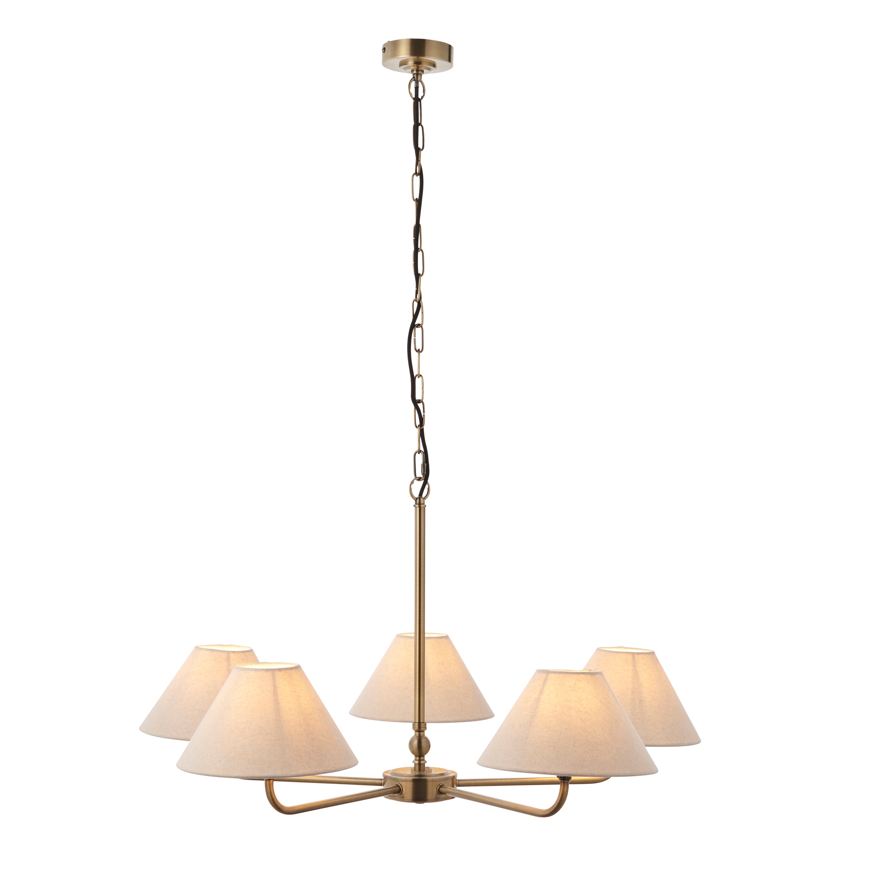 Lille 5 Pendant Light Antique Brass