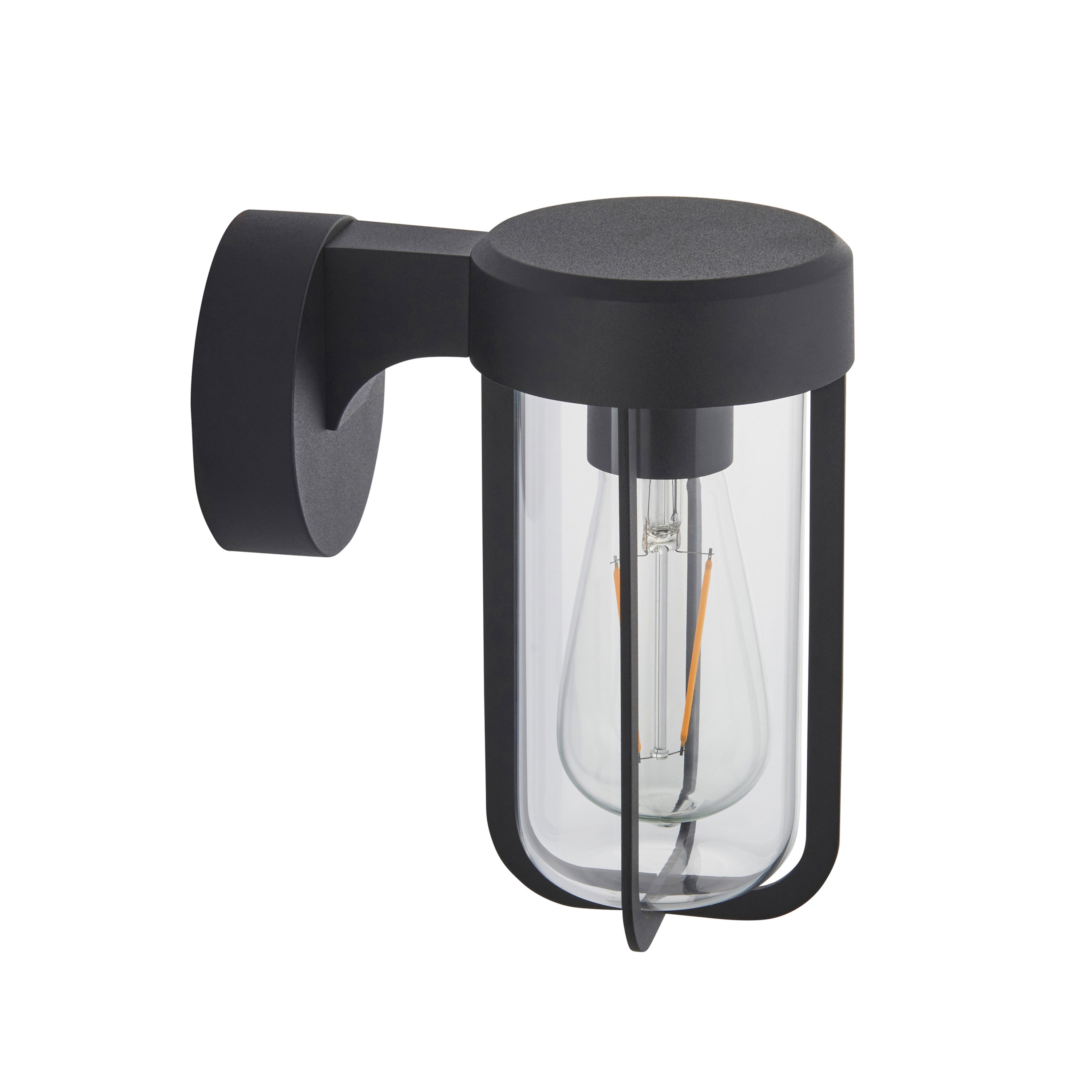 Lucca Wall Light Textured Black & Clear Glass