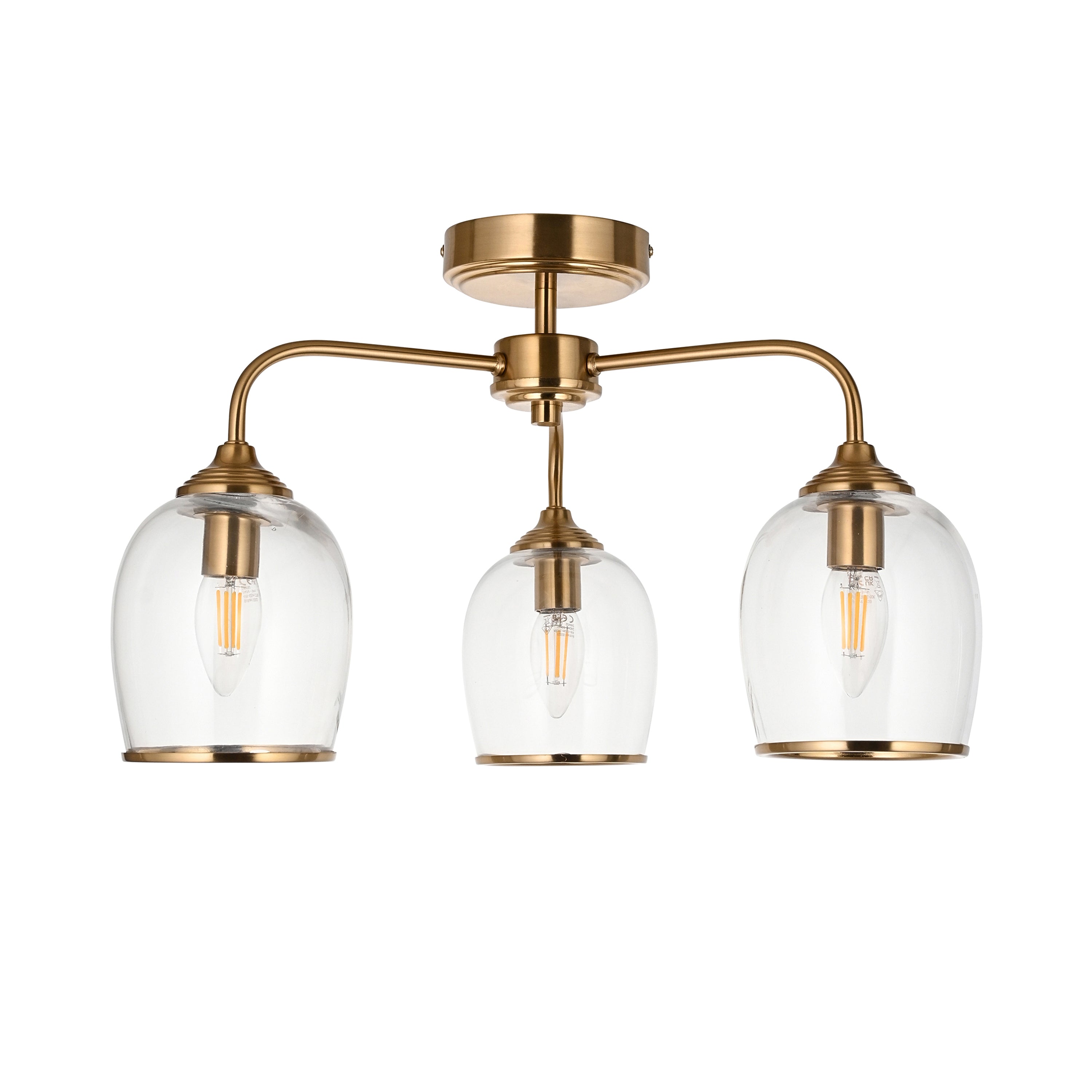 Ashcroft Ceiling 3 Light Brushed Aged Brass