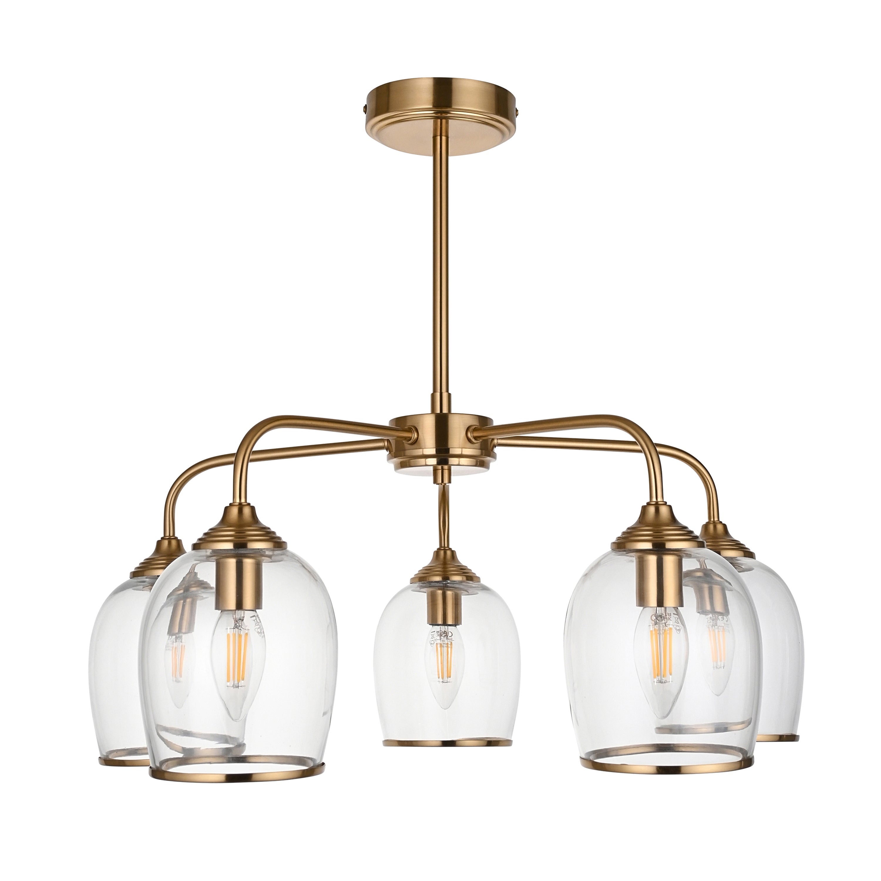 Ashcroft 5 Pendant Light Brushed Aged Brass