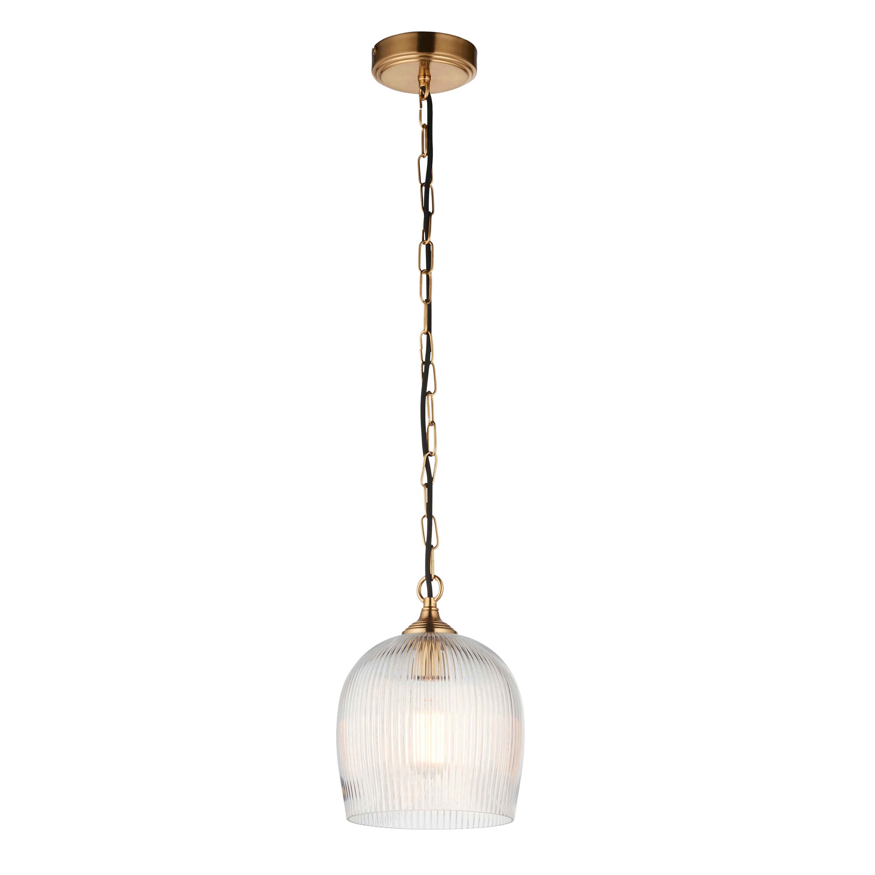 Ashcroft Ribbed 1 Pendant Light Brushed Aged Brass