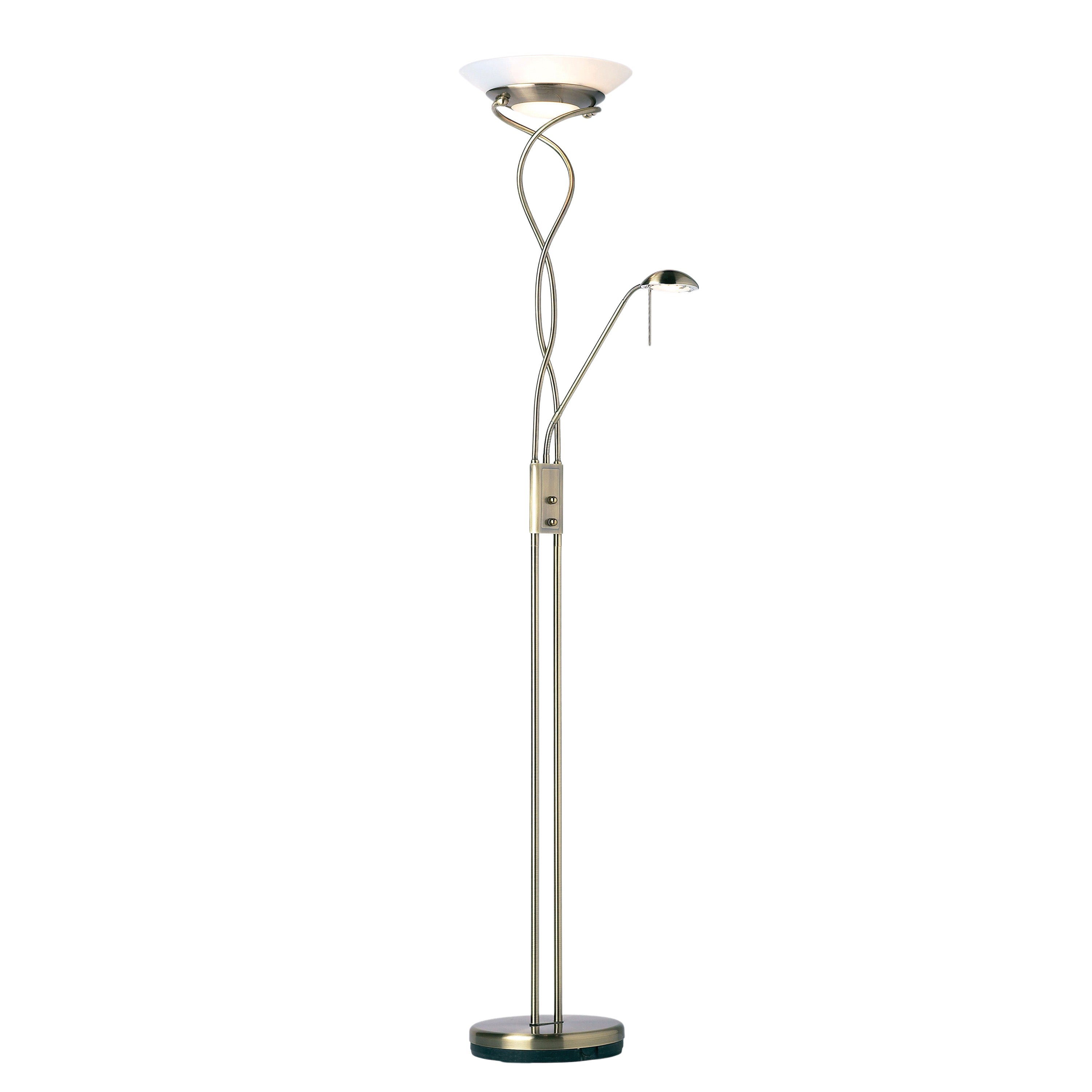 Monaco Floor Lamp Antique Brass - Glass / Steel | Migo Interiors