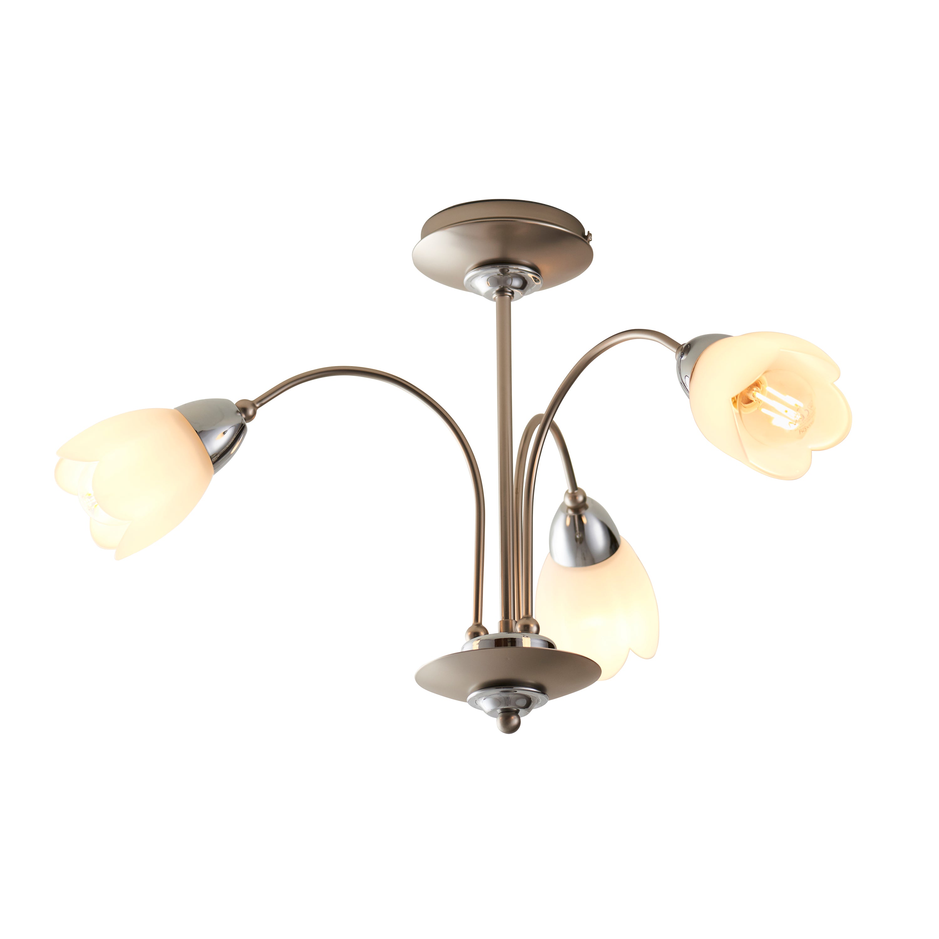 Petal 3 Ceiling Lamp Satin Chrome - Glass / Steel | Migo Interiors
