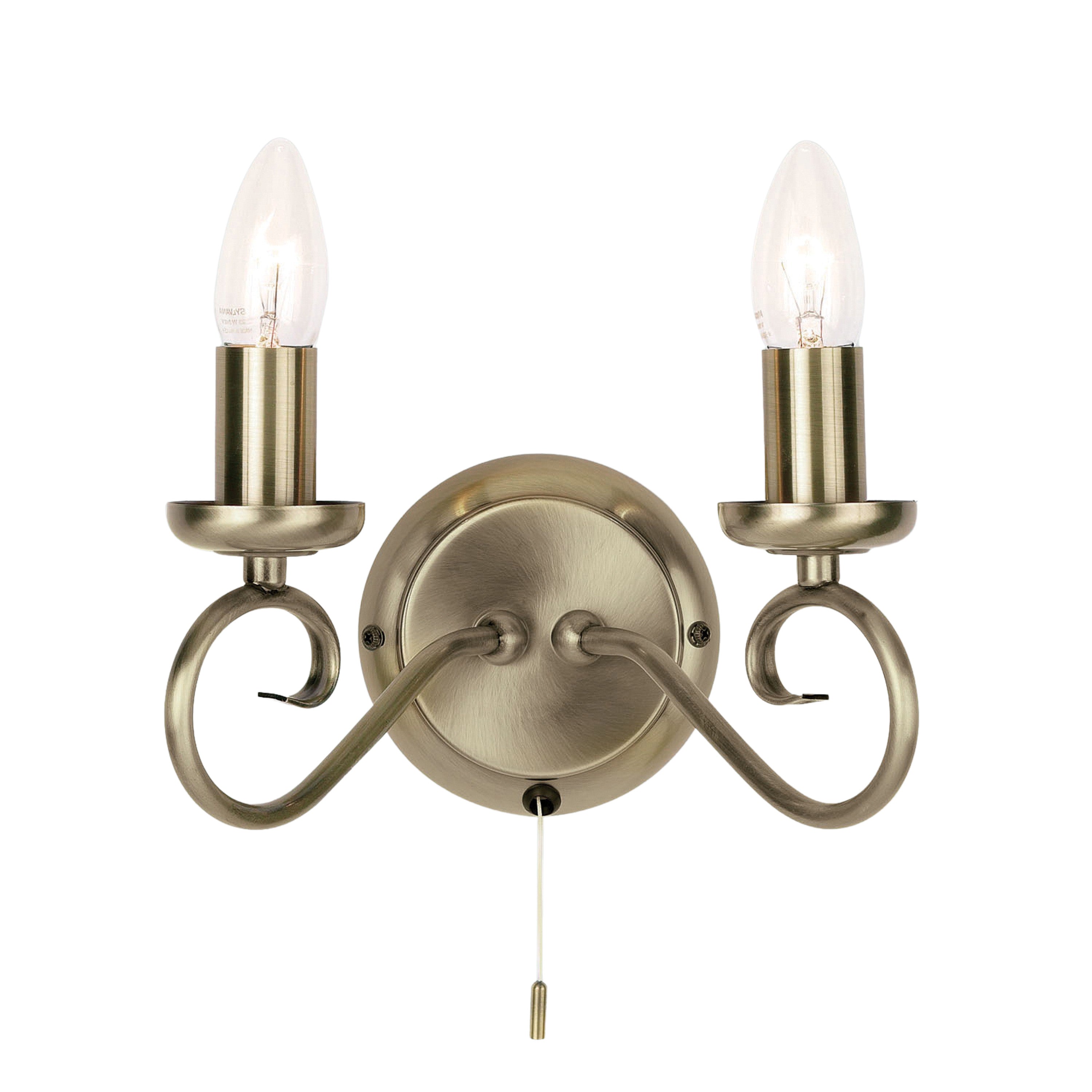 Trafford 2 Wall Light Antique Brass - Steel | Migo Interiors