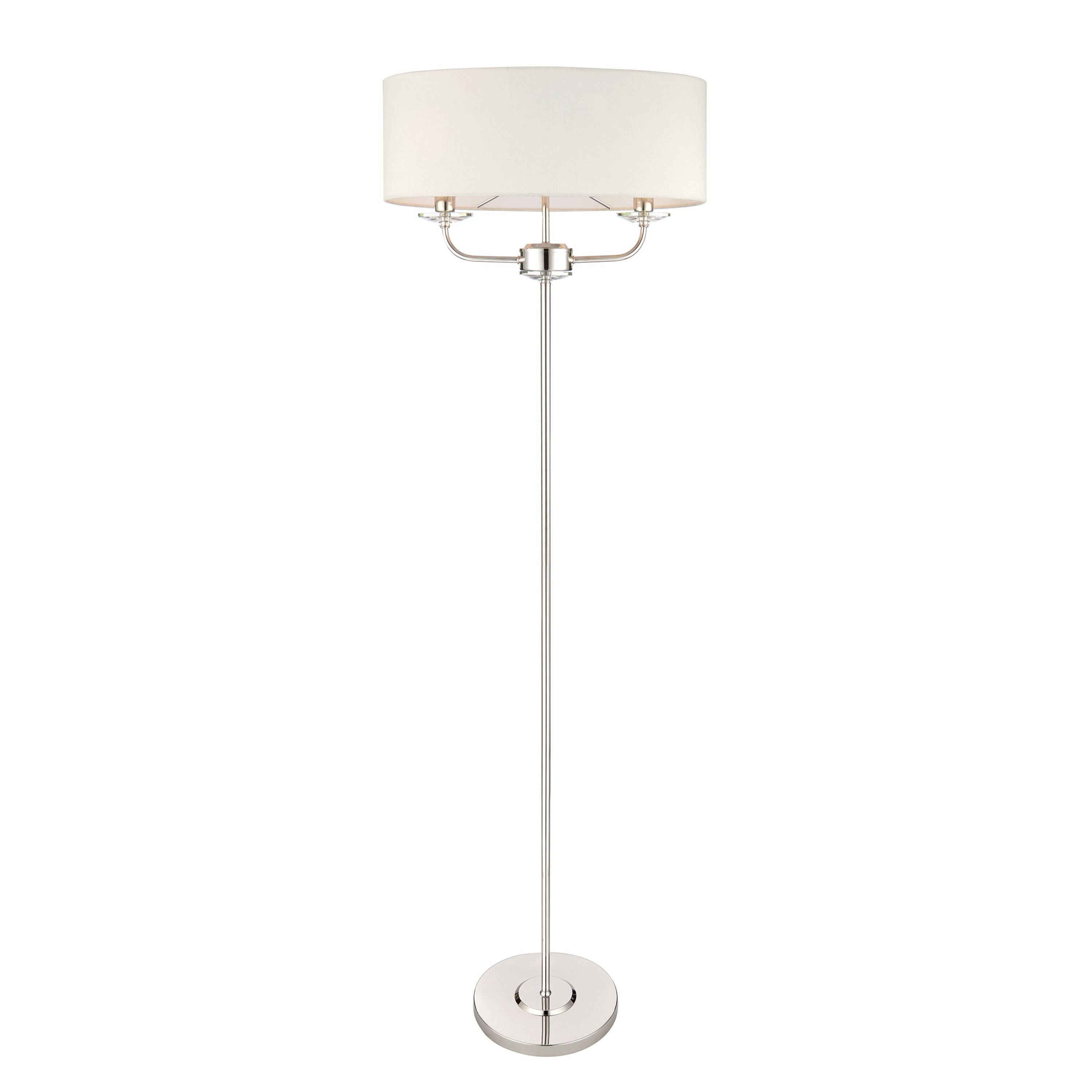Nixon Floor Lamp Bright Nickel - Crystal Glass / Fabric / Steel | Migo Interiors