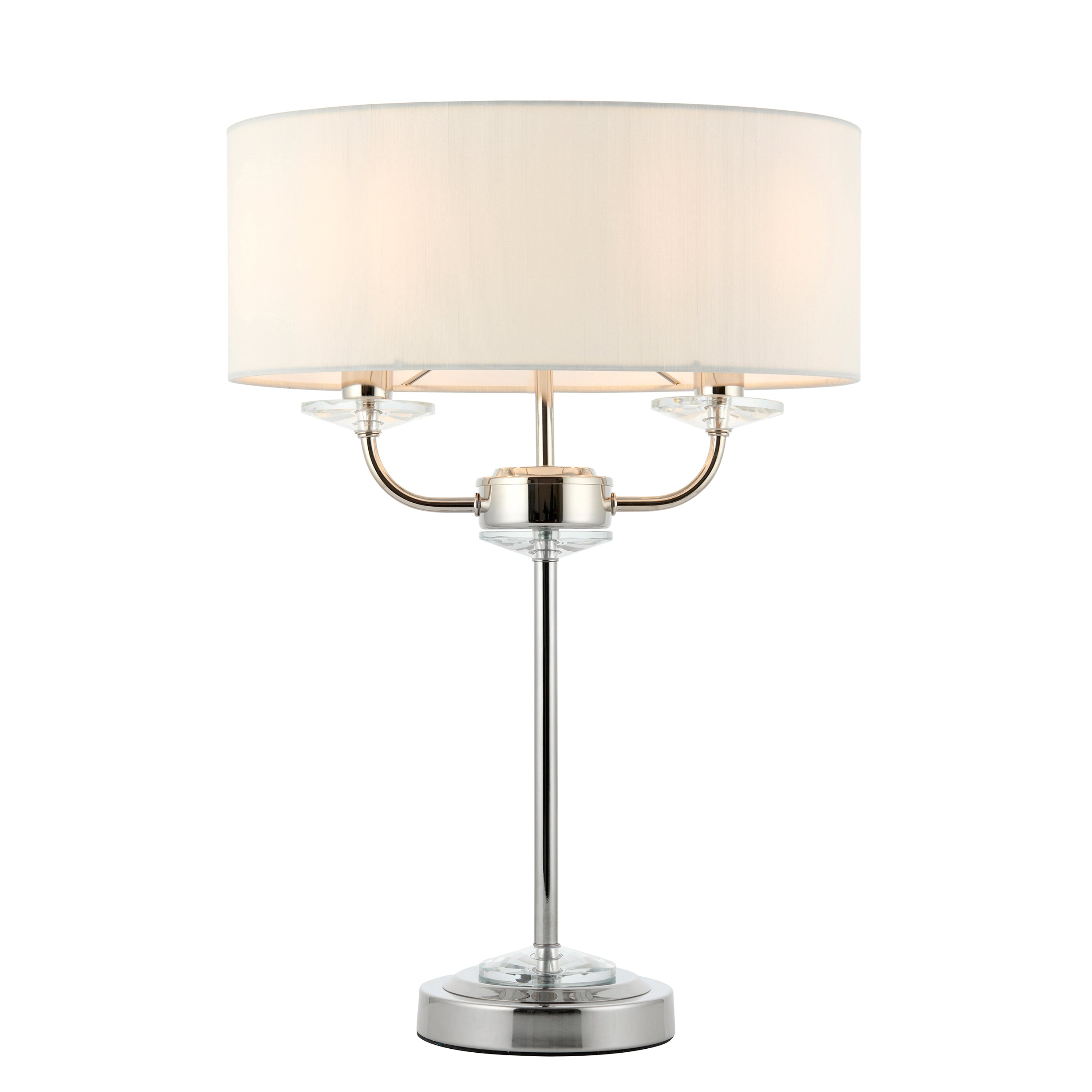 Nixon Table Lamp Bright Nickel - Crystal Glass / Fabric / Steel | Migo Interiors