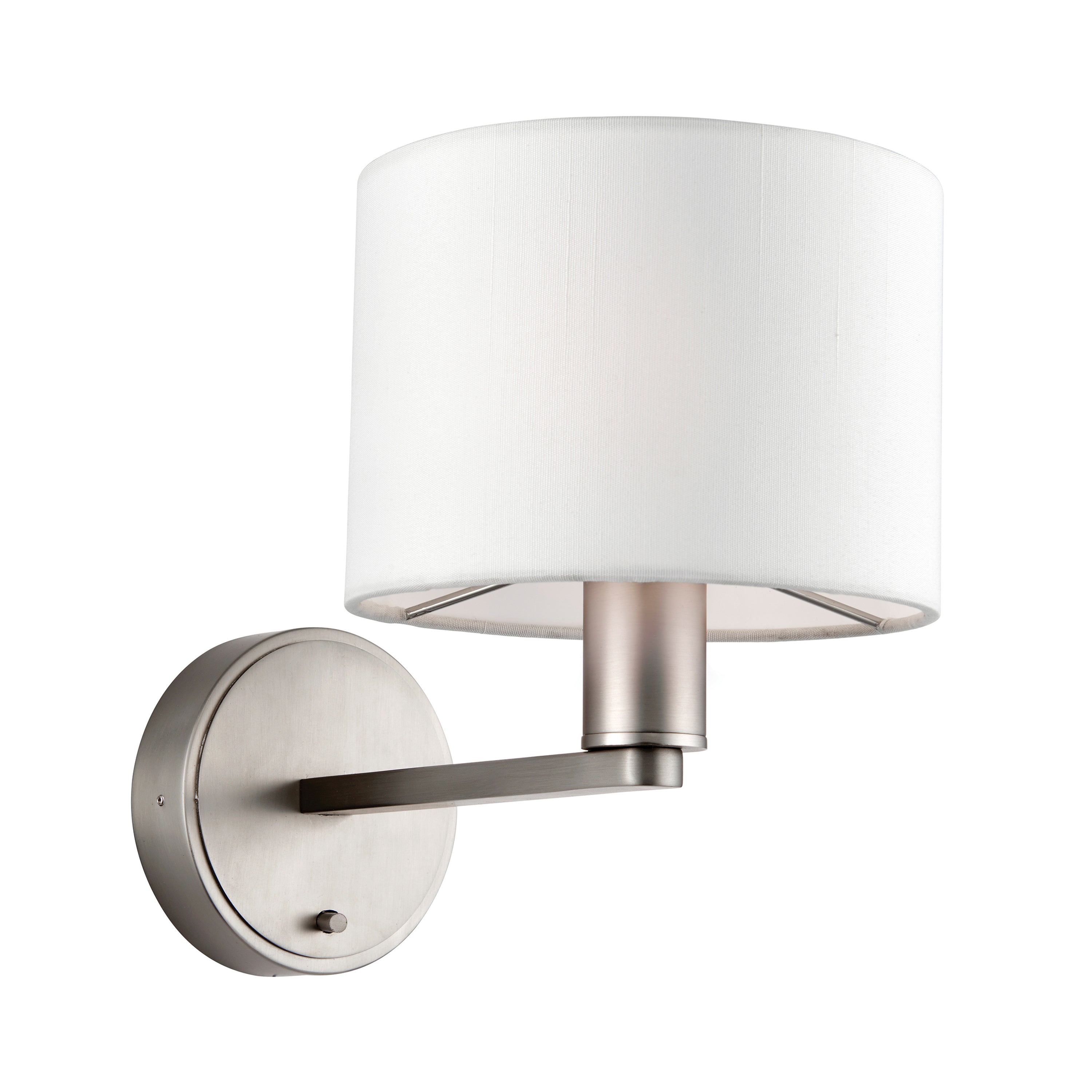 Daley Wall Light Nickel & White Faux Silk - Fabric / Steel | Migo Interiors