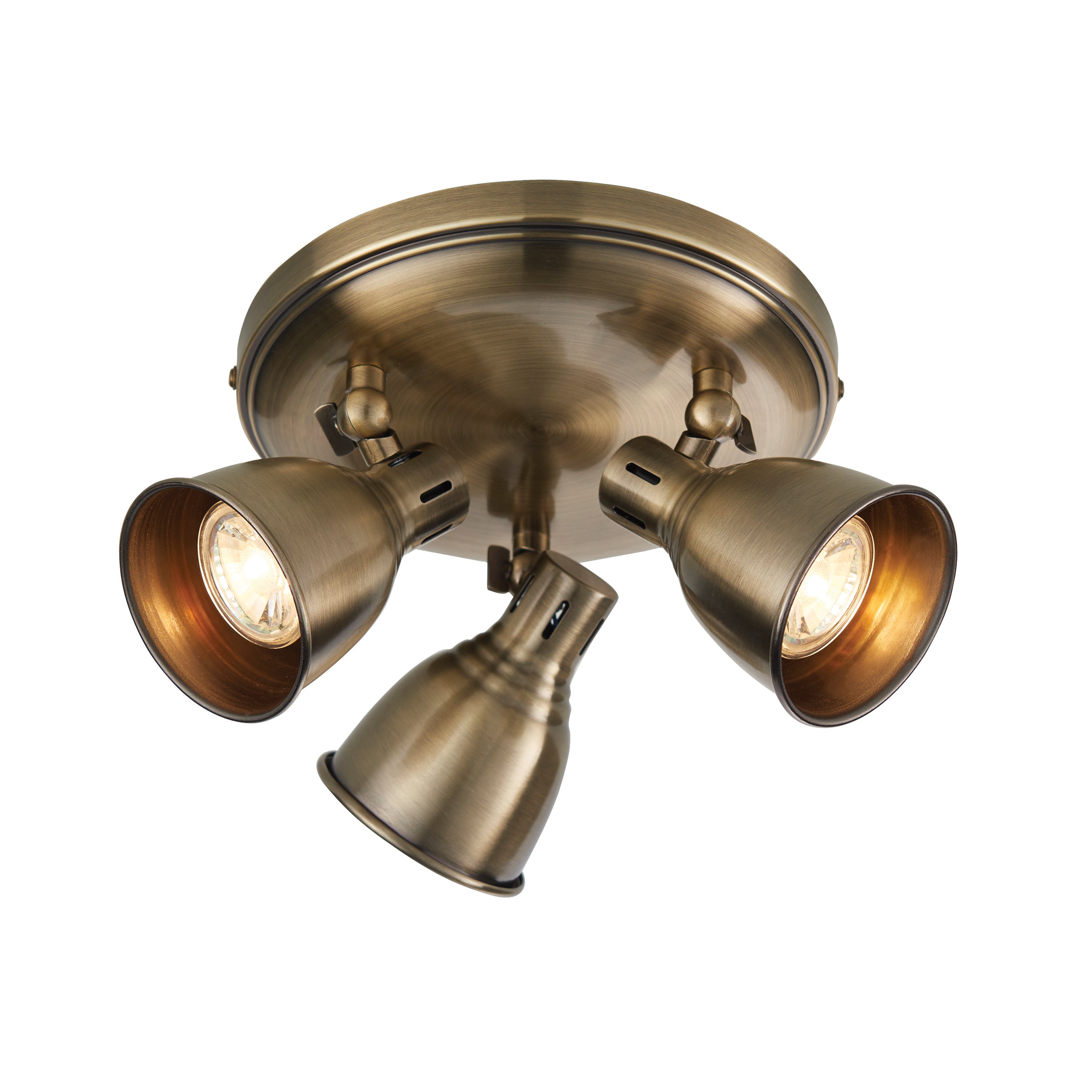 Westbury 3 Round Ceiling Light Antique Brass - Steel | Migo Interiors
