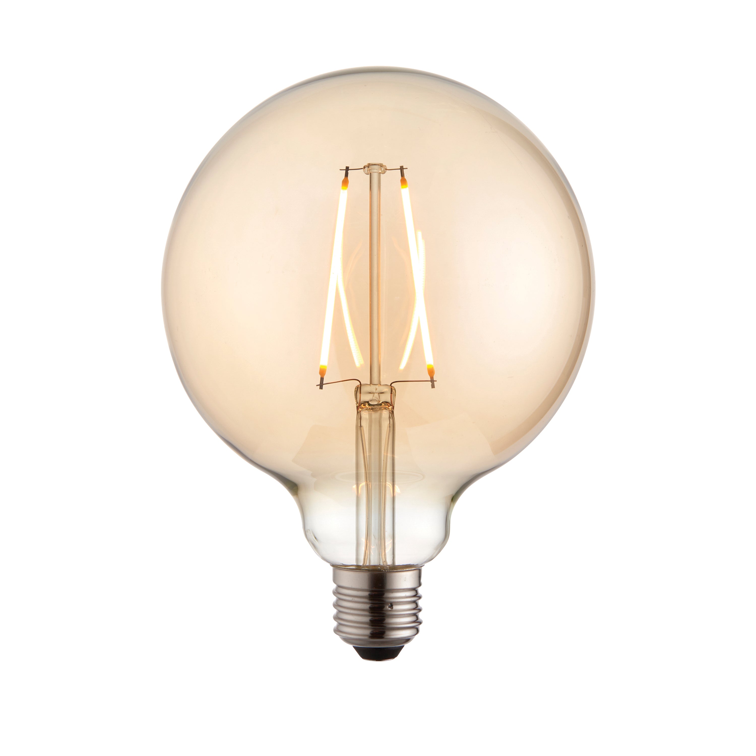 E27 LED Filament Globe Amber 2W - Glass / Steel | Migo Interiors