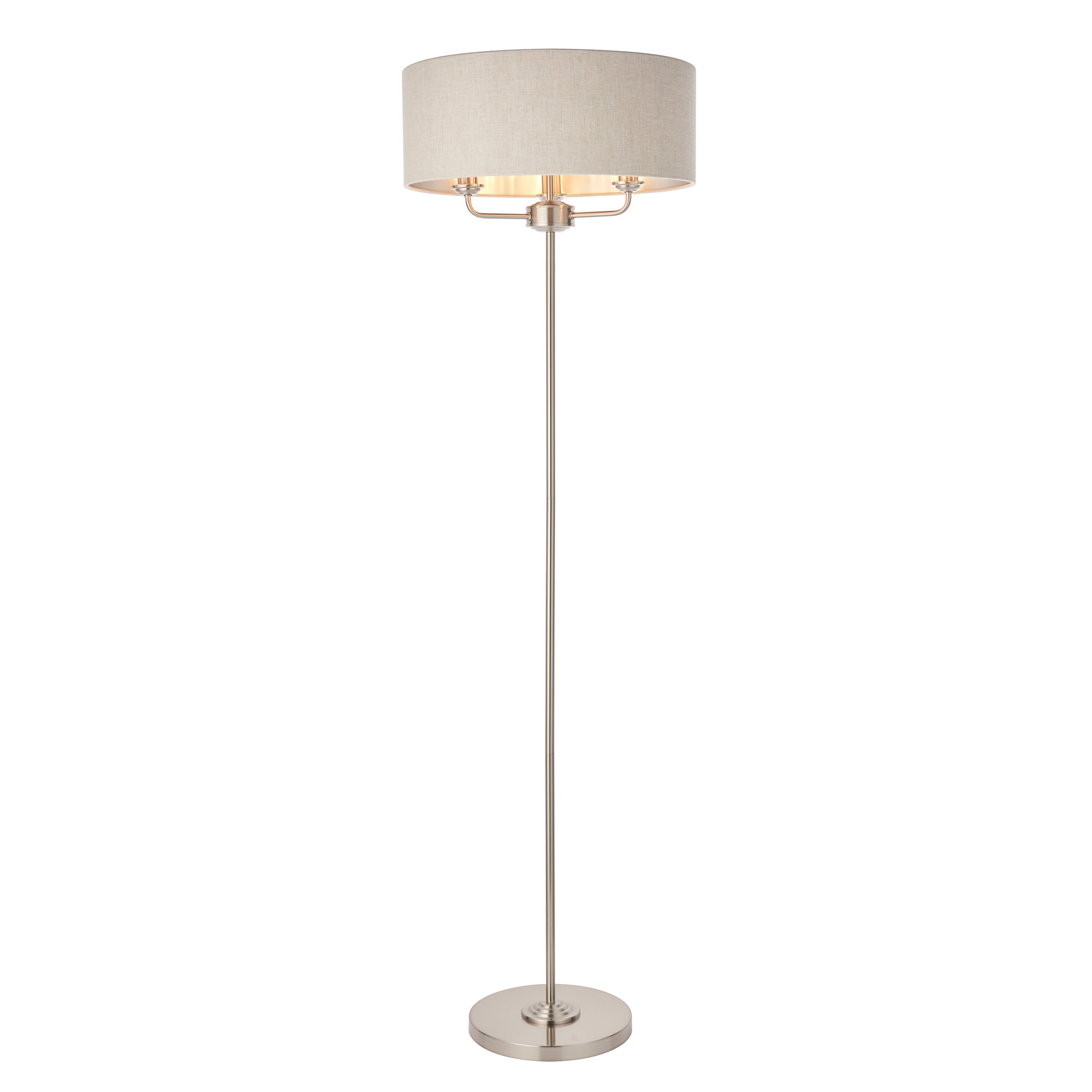 Highclere 3 Floor Light Chrome & Natural - Steel / Fabric | Migo Interiors