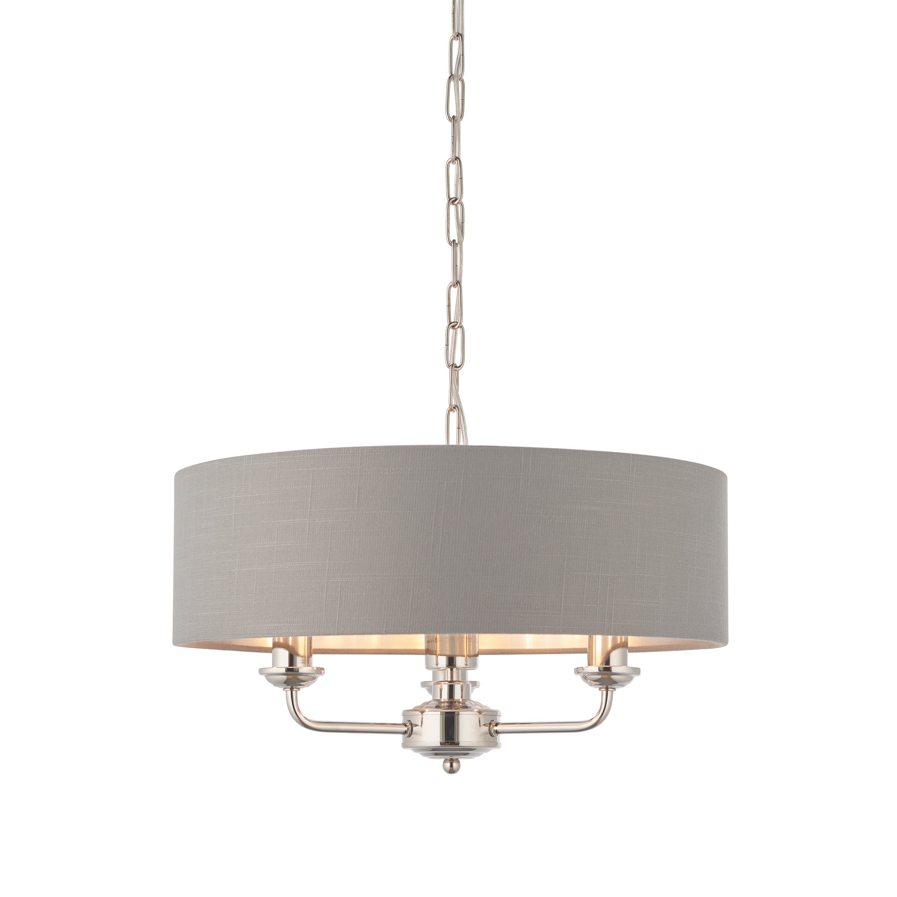 Highclere 3 Pendant Lght Nickel&Chrcoal 350-1200mm - Steel / Fabric | Migo Interiors