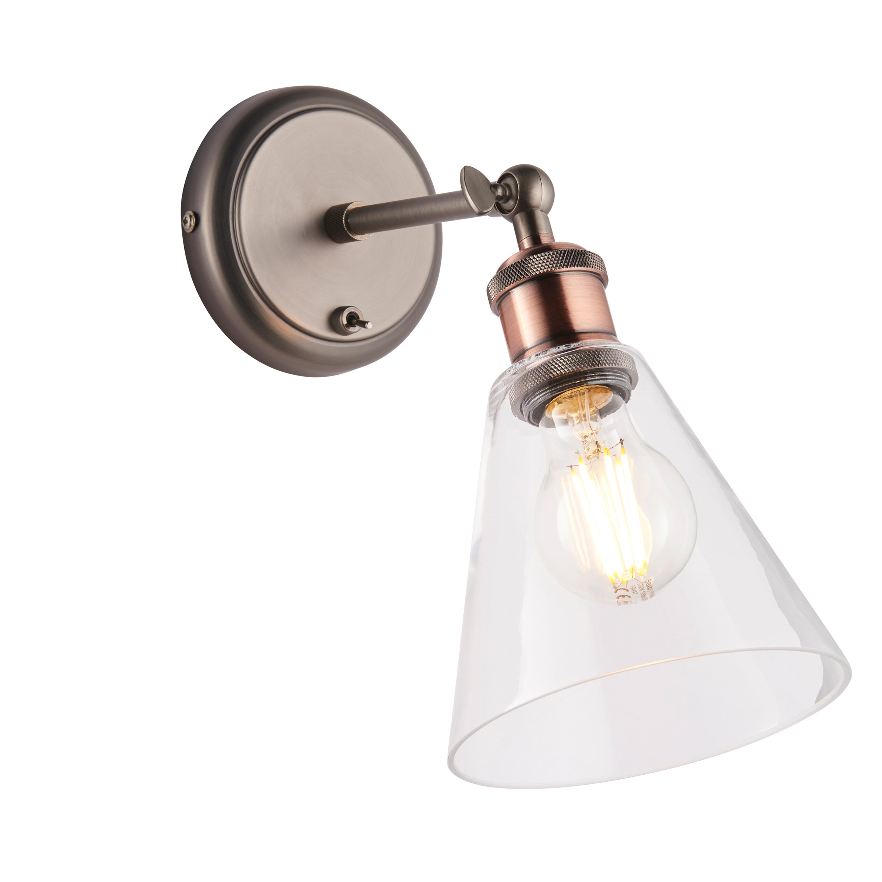 Hal Wall Light with Clear Shade - Steel / Glass | Migo Interiors