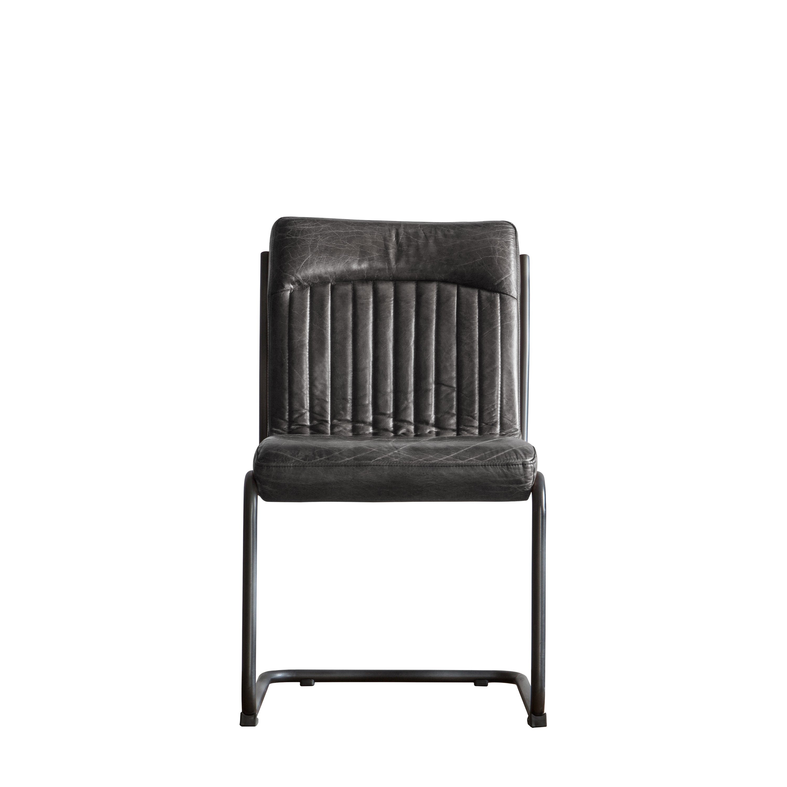 Capri Leather Chair Antique Ebony - Iron / Leather | Migo Interiors