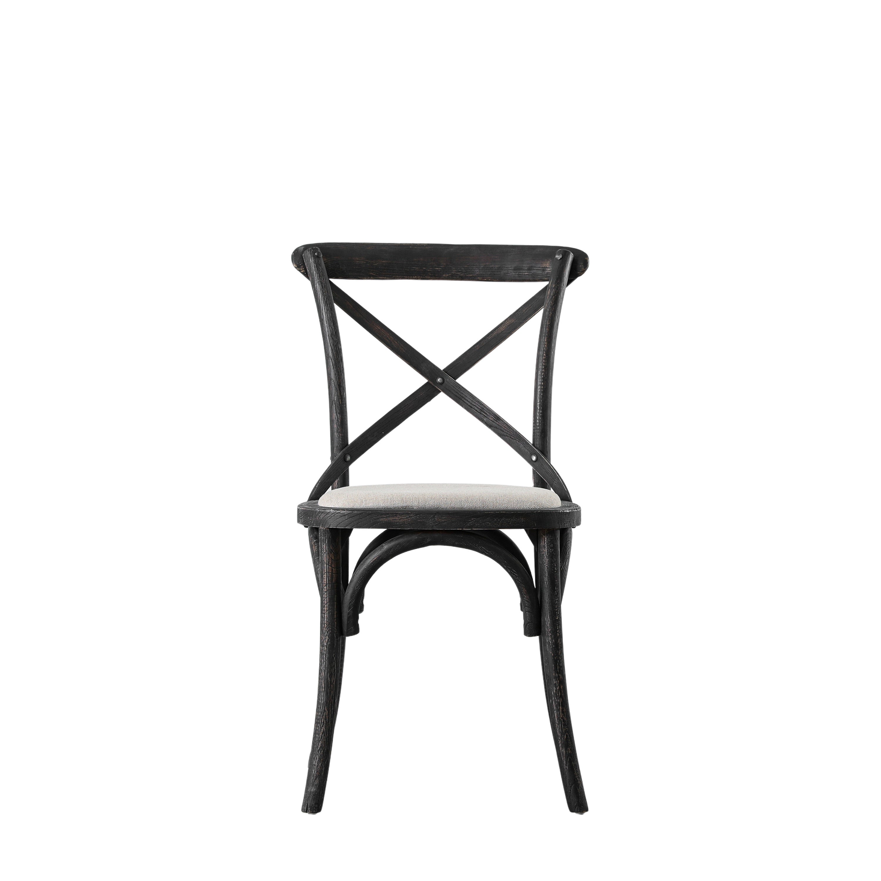 Cafe Chair Black Linen (2pk) - Polyester / Oak | Migo Interiors