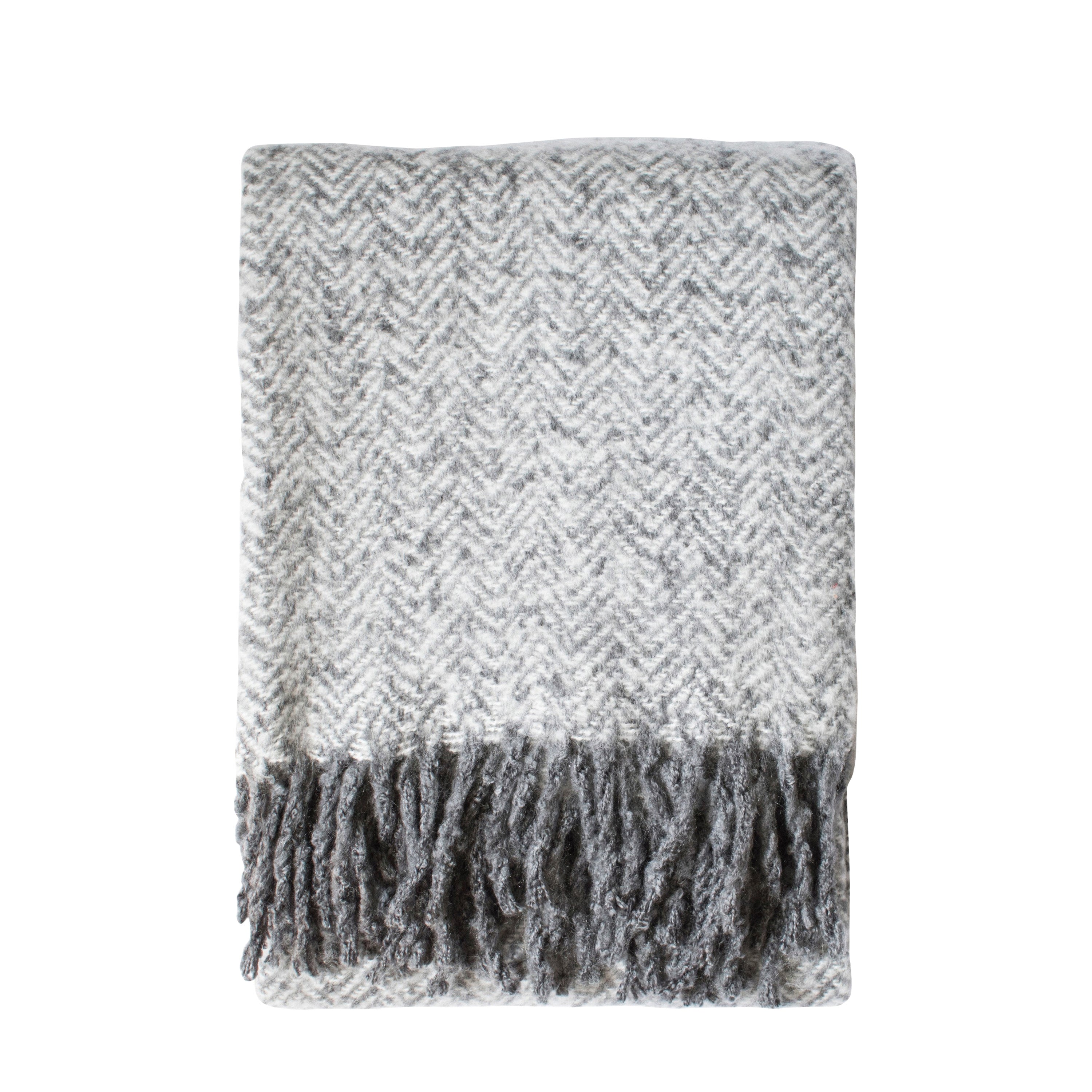 Herringbone Faux Mohair Throw Grey - Acrylic | Migo Interiors