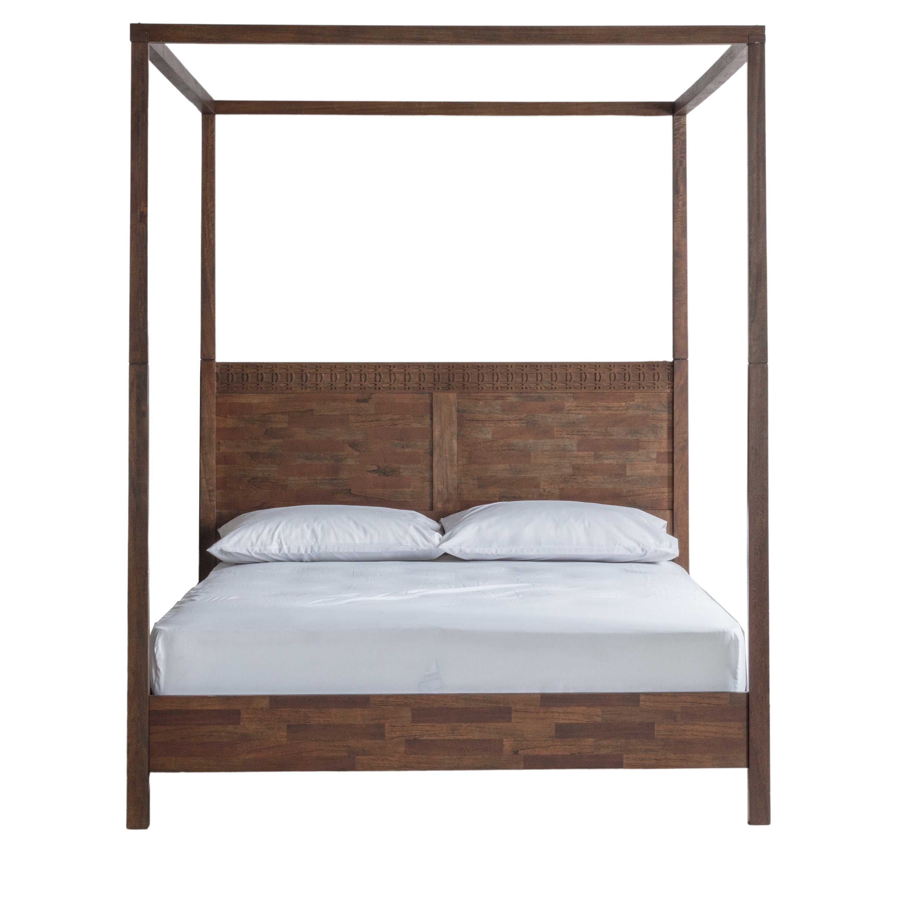 Boho Retreat 4 Poster 5' Bed - Mango / Mindi / Mahogany / MDF | Migo Interiors