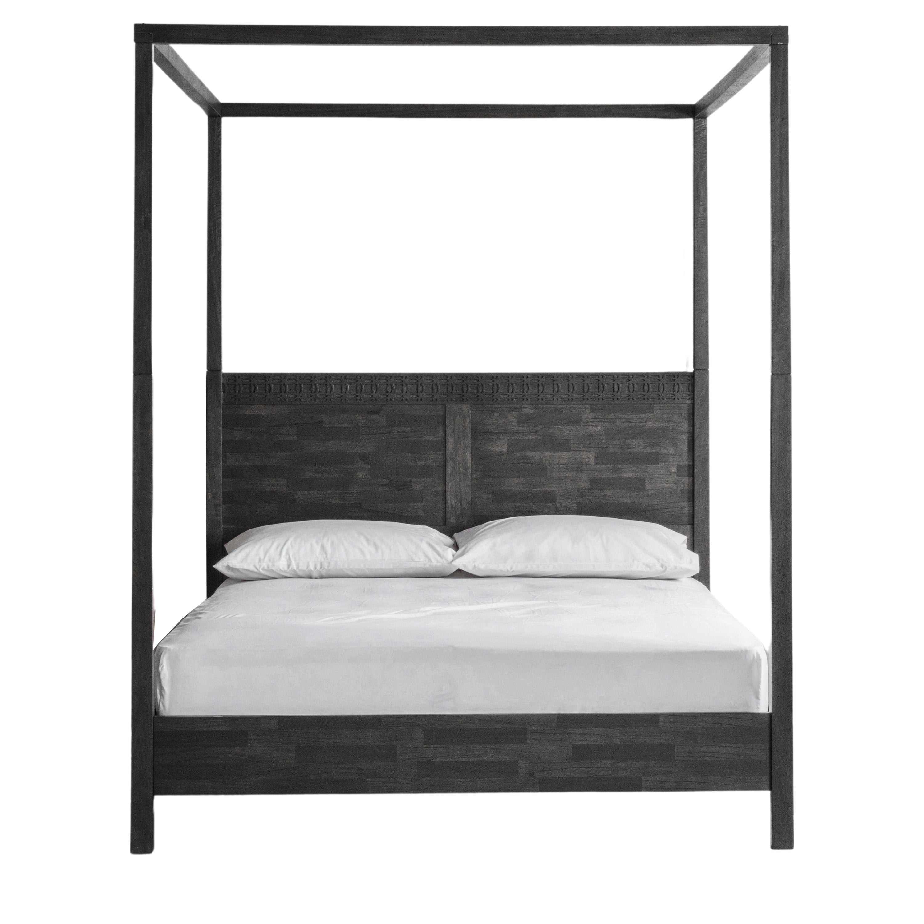 Boho Boutique 4 Poster 5' Bed - MDF / Mahogany Wood / Mango Wood | Migo Interiors