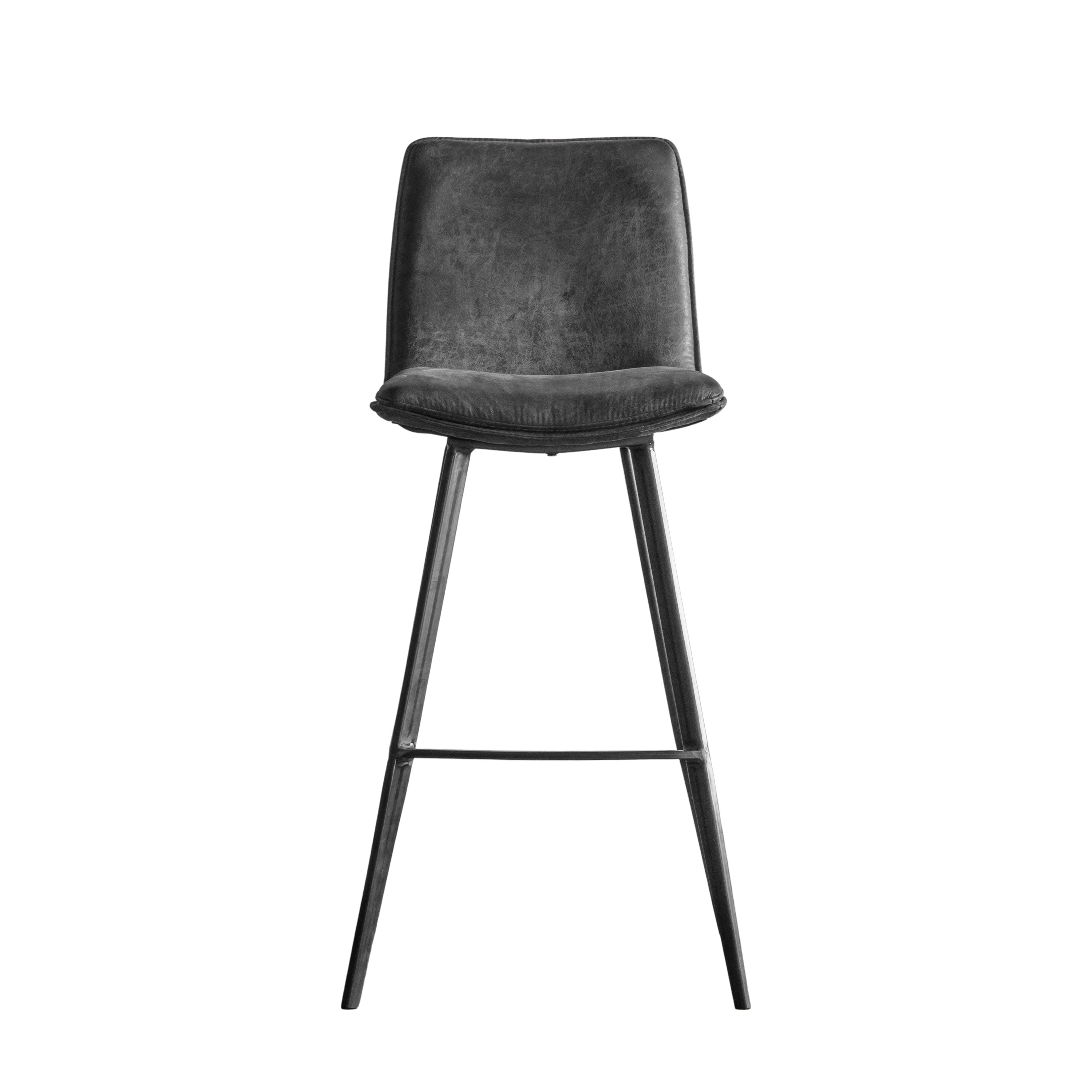 Palmer Grey Stool (2pk) - Faux Leather / Metal | Migo Interiors