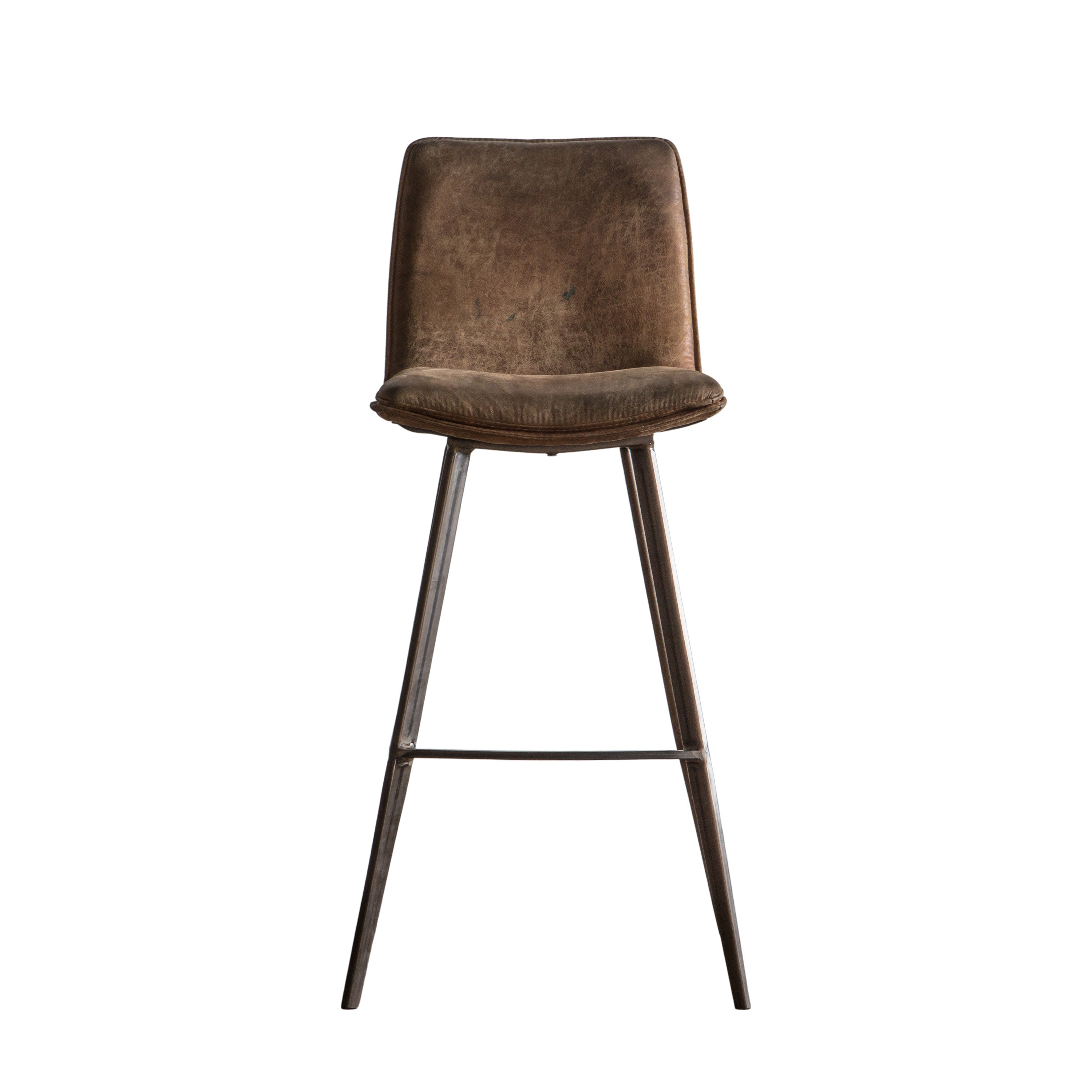 Palmer Brown Stool (2pk) - Faux Leather / Metal | Migo Interiors