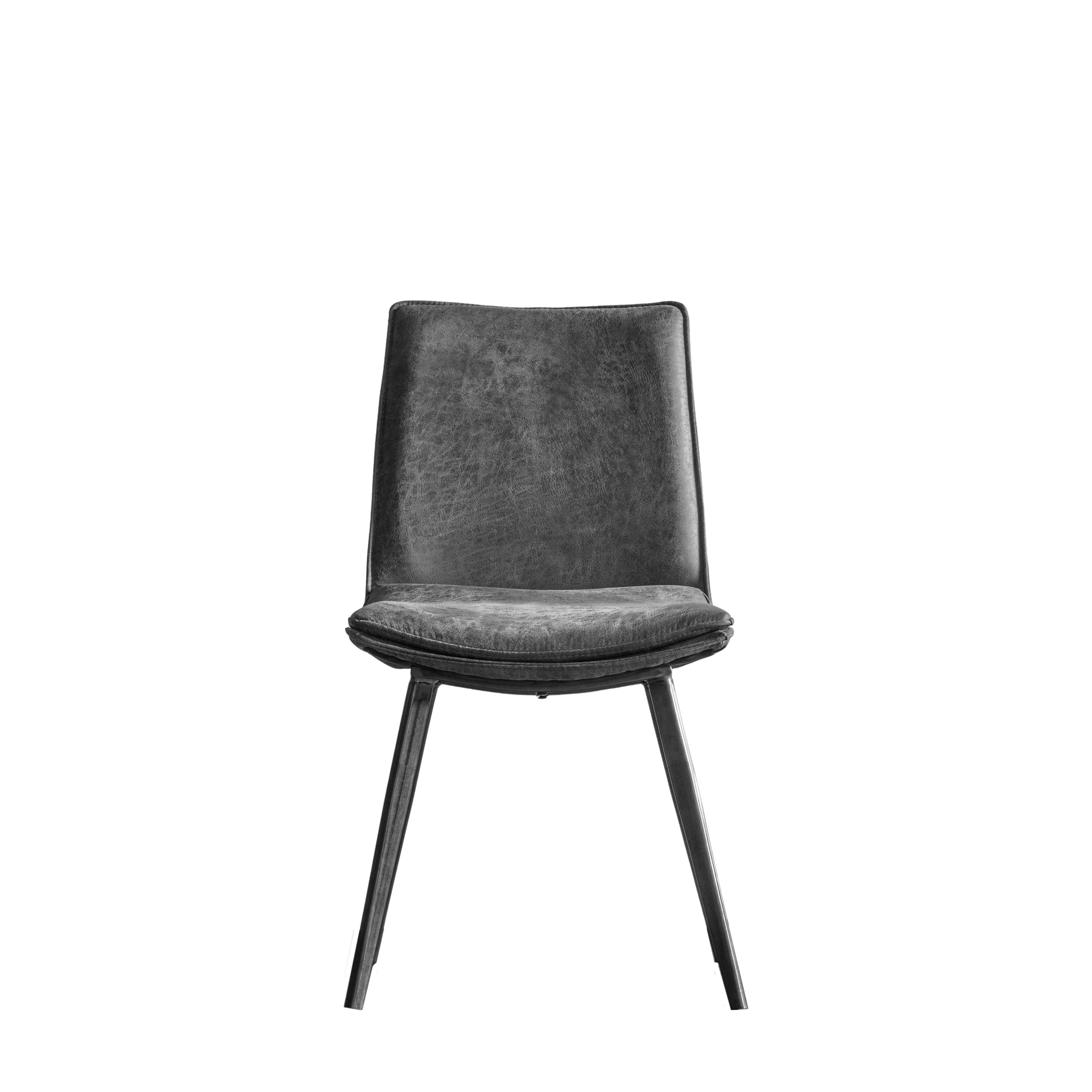 Hinks Chair Grey (2pk) - Faux Leather / Metal | Migo Interiors
