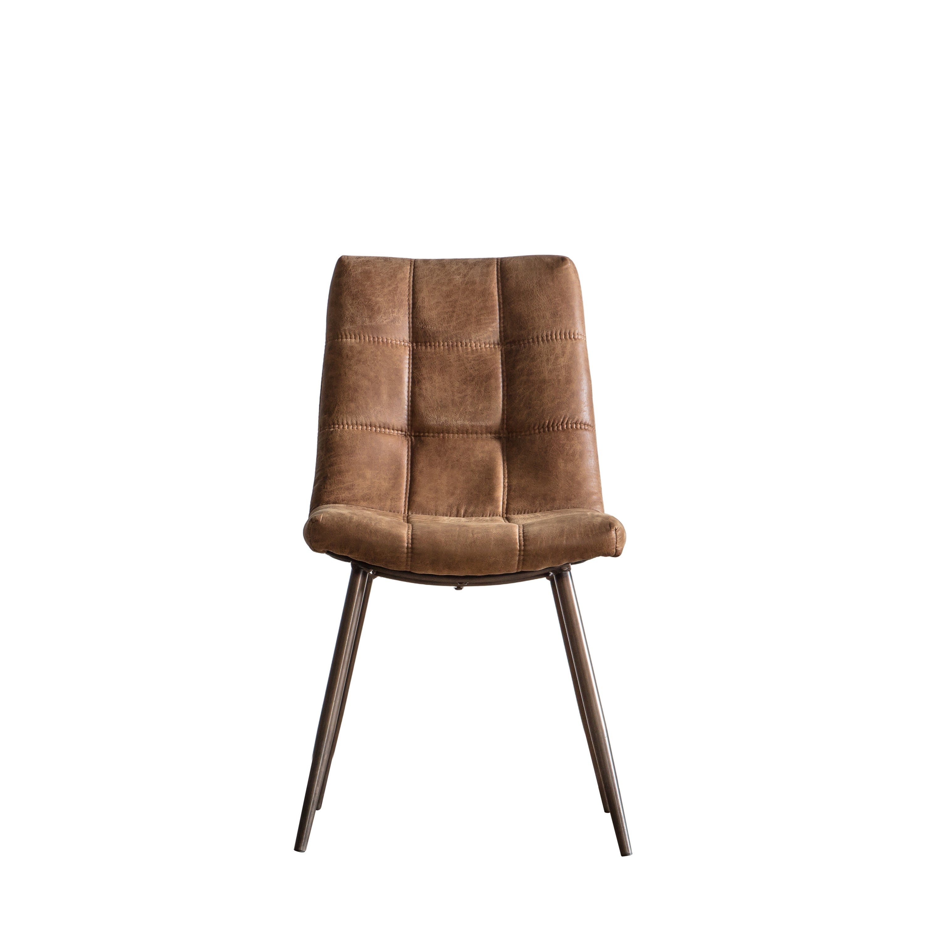 Darwin Brown Chair (2pk) - Faux Leather / Metal | Migo Interiors