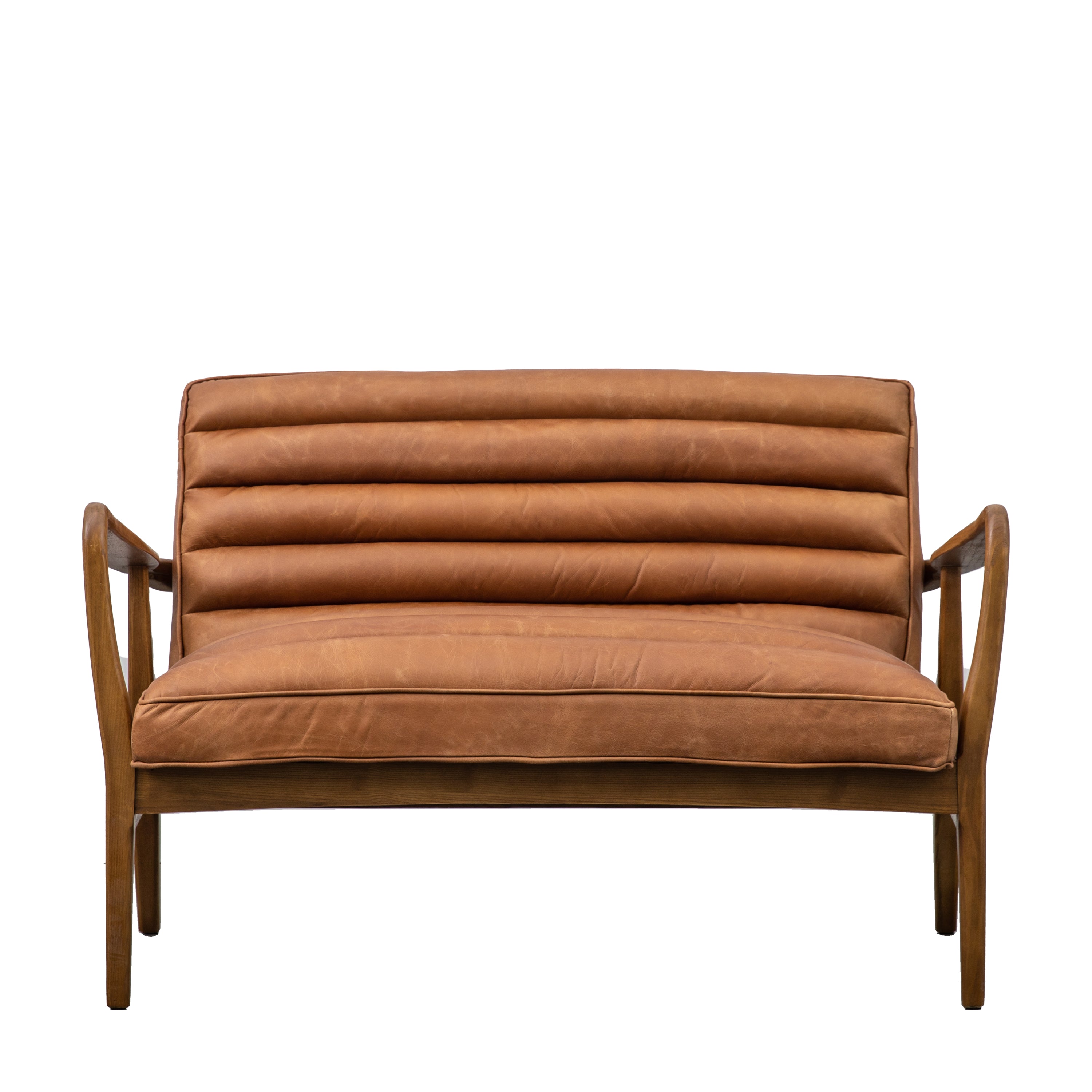 Datsun 2 Seater Sofa Vintage Brown Leather - Oak / Plywood / Foam / Fiber / Cow Top Leather | Migo Interiors