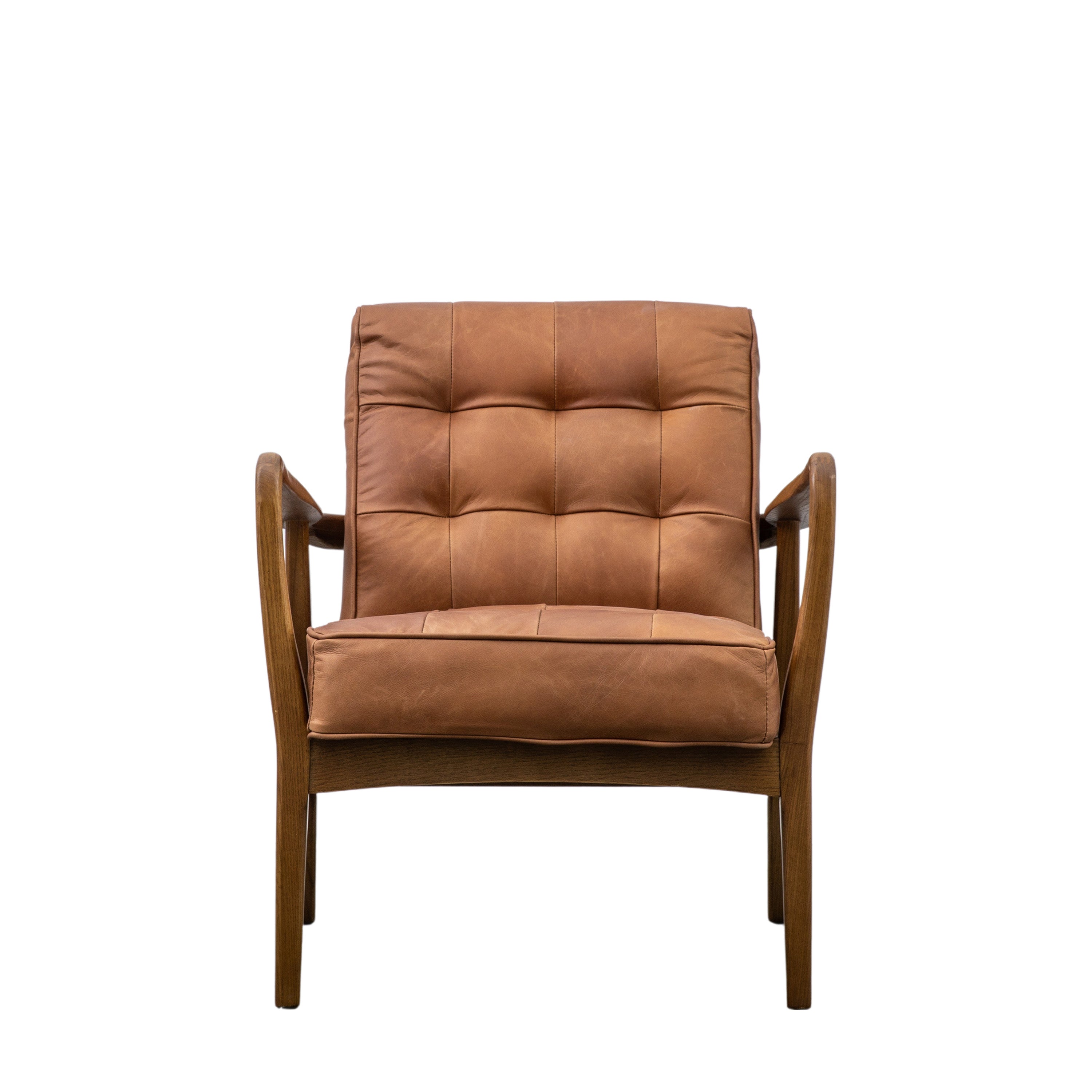 Humber Armchair Vintage Brown Leather - Oak / Leather | Migo Interiors