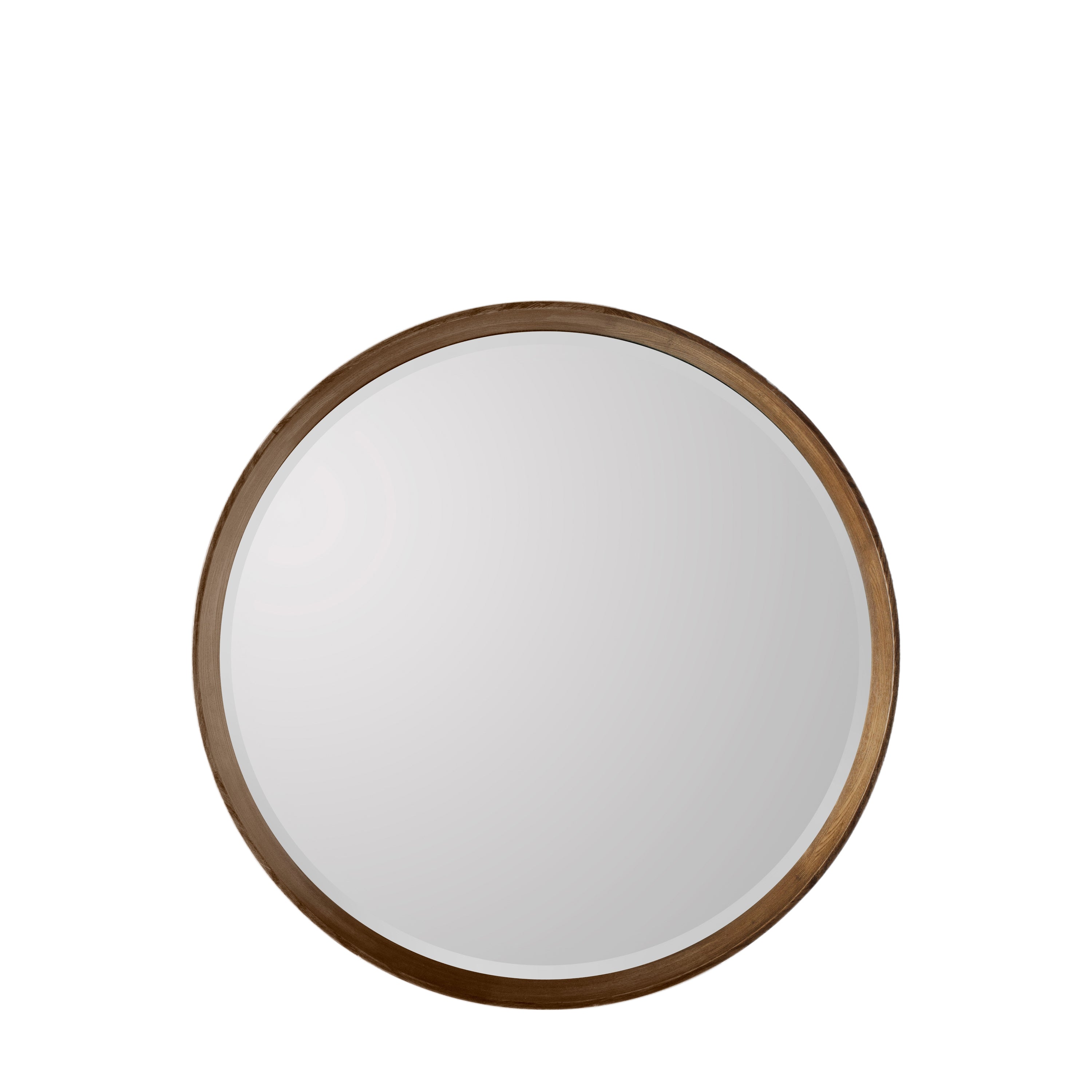 Keaton Round Mirror Walnut - Glass / MDF / Wood | Migo Interiors