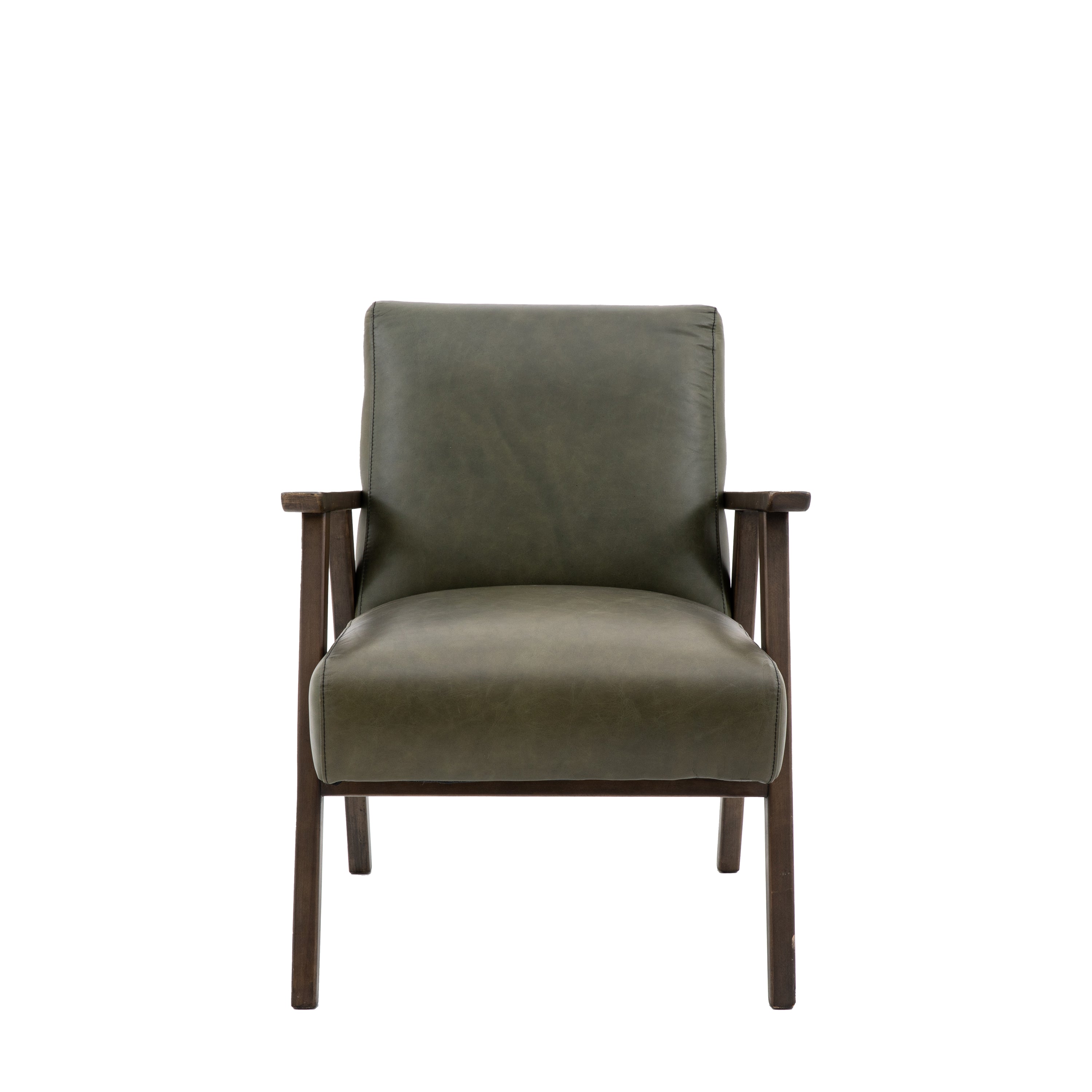 Neyland Armchair Heritage Green Leather - Leather / Foam / Wood | Migo Interiors